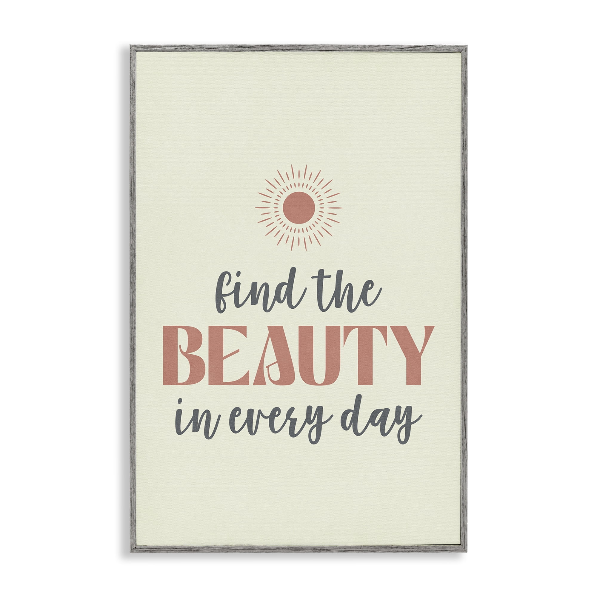 Stupell Industries Beauty in Every Day Text & Numbers Painting Gray Framed Art Print Wall Art, 20 x 30