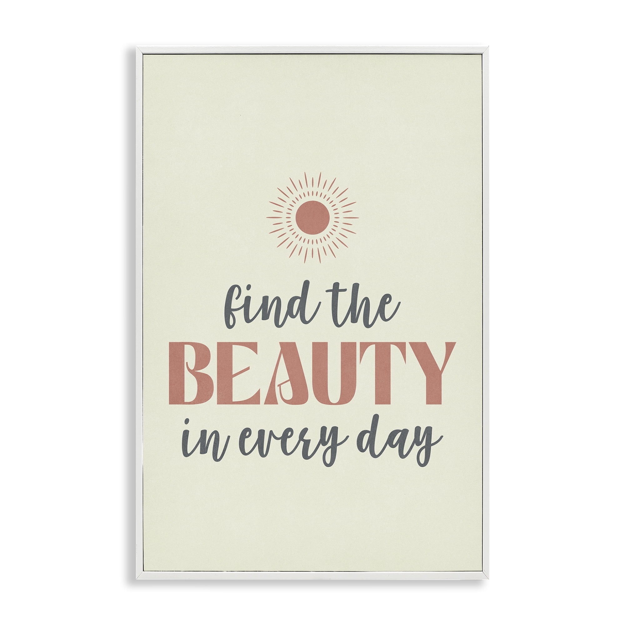 Stupell Industries Beauty in Every Day Text & Numbers Painting White Framed Art Print Wall Art, 20 x 30