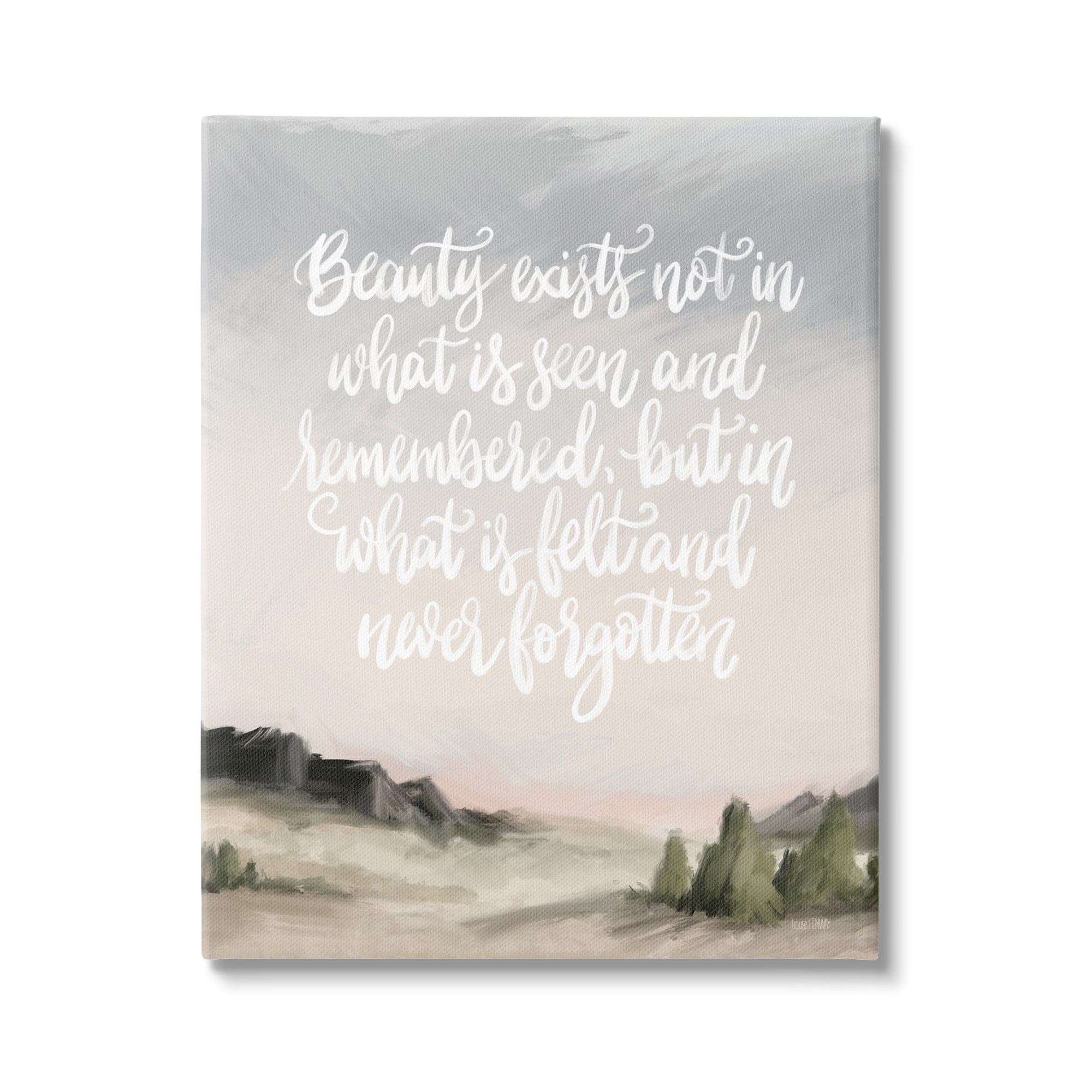 Stupell Industries Beauty is Never Forgotten Quote Minimalistic Rural Landscape ,24 x 30, Design by House Fenway
