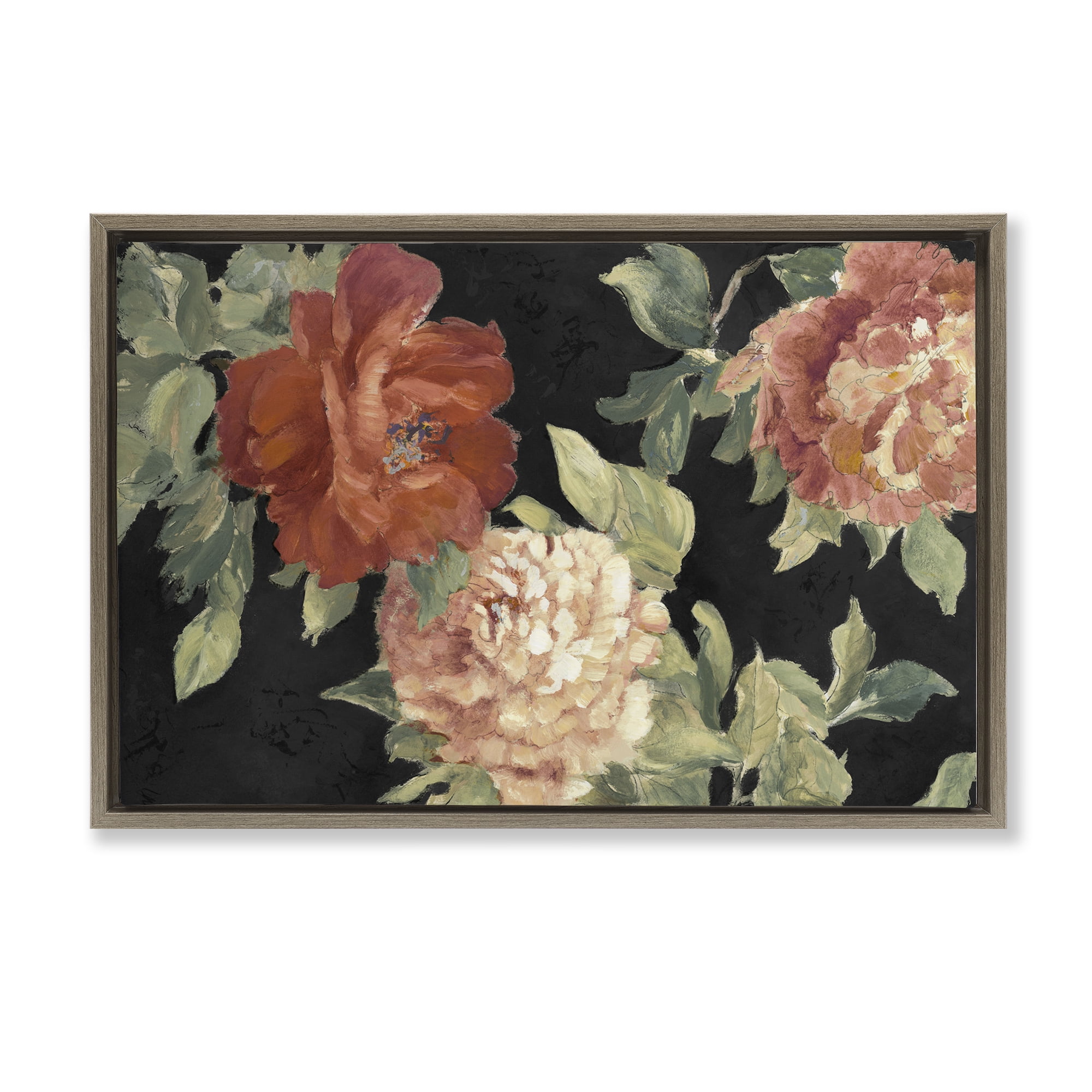 Stupell Industries Beauty of the Red Blossom Brown Framed Floater Canvas Wall Art, design by Lanie Loreth
