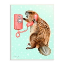 Stupell Industries Beaver Dialing Telephone Vintage Turquoise Shapes Design Graphic Art Unframed Art Print Wall Art, Design by Amelie Legault