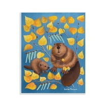 Stupell Industries Beaver & Quaking Aspen Animals Painting Unframed Art Print Wall Art, 11 x 14
