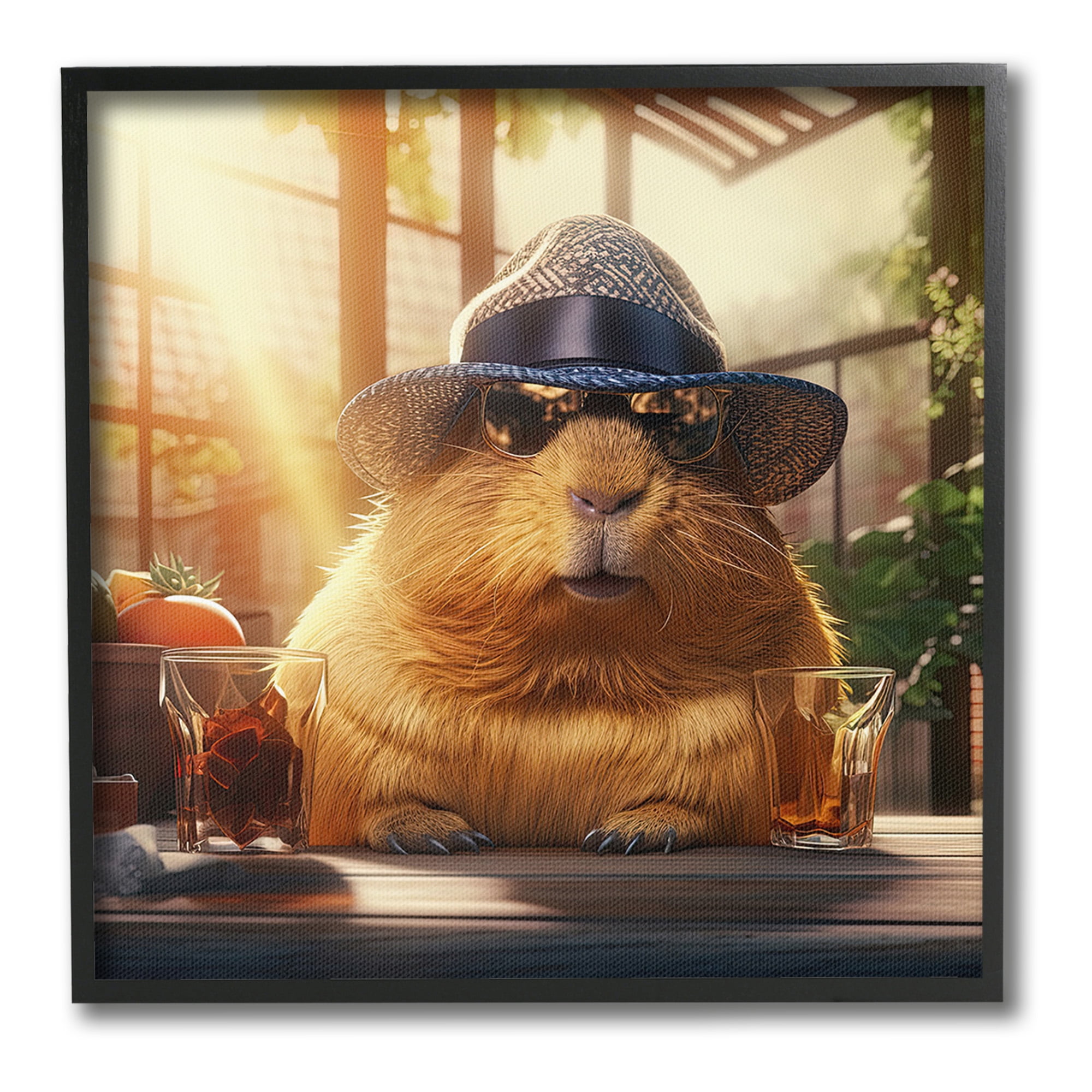 Stupell Industries Beaver & Summer Sunlight Animals & Insects Painting Black Framed Art Print Wall Art, 12 x 12