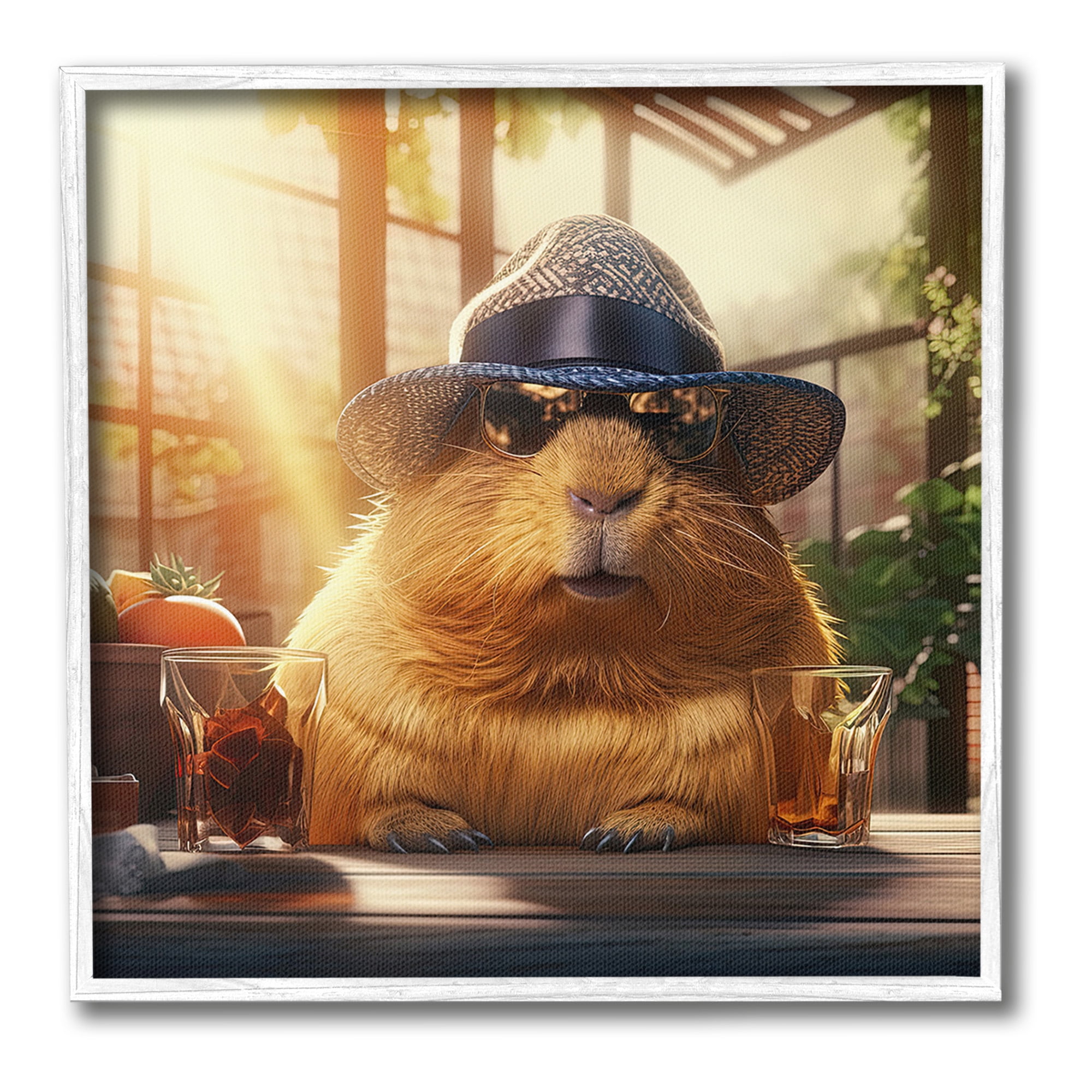 Stupell Industries Beaver & Summer Sunlight Animals & Insects Painting White Framed Art Print Wall Art, 12 x 12