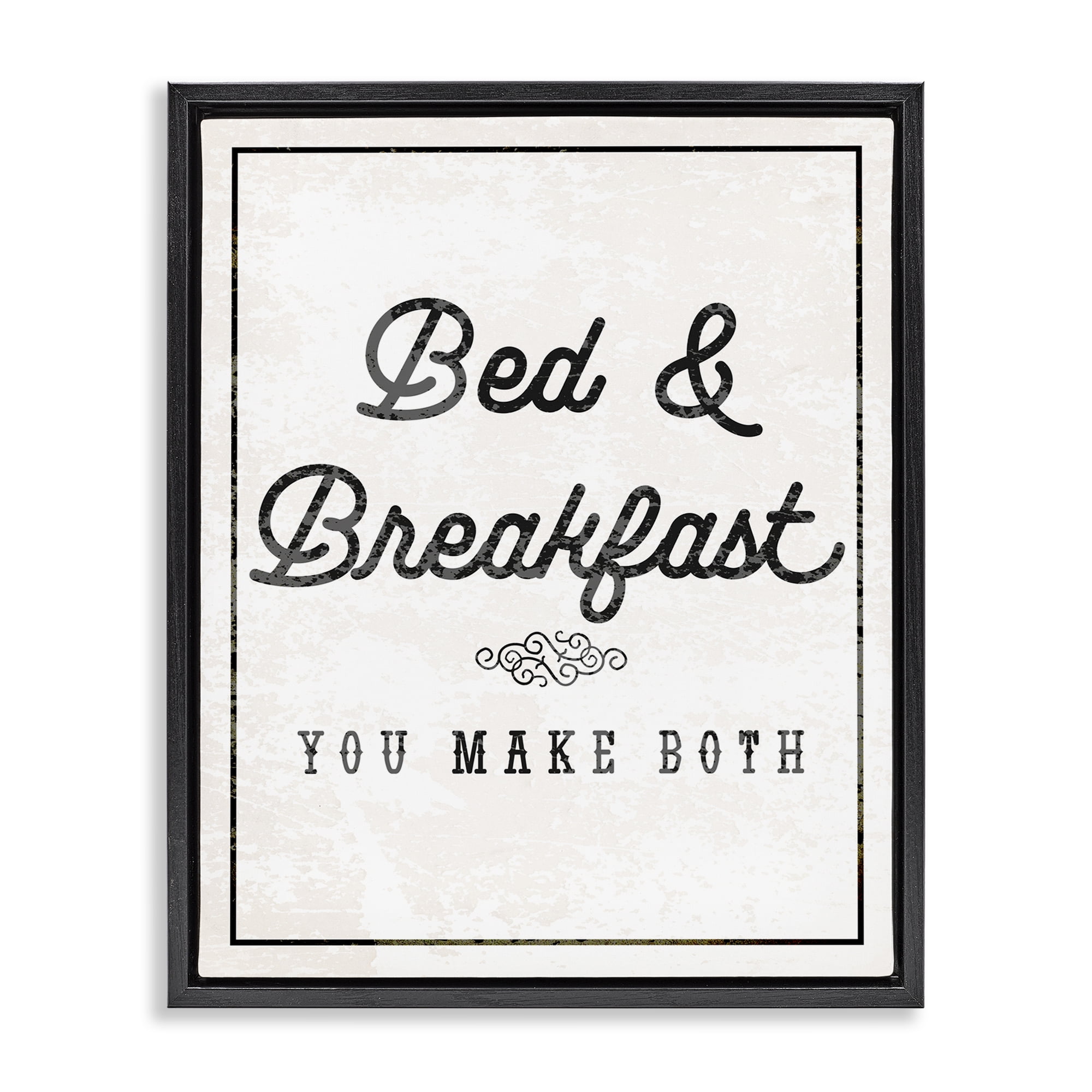 Stupell Industries Bed & Breakfast Humor Text & Numbers Painting Black Floater Framed Canvas Art Print Wall Art, 25 x 31
