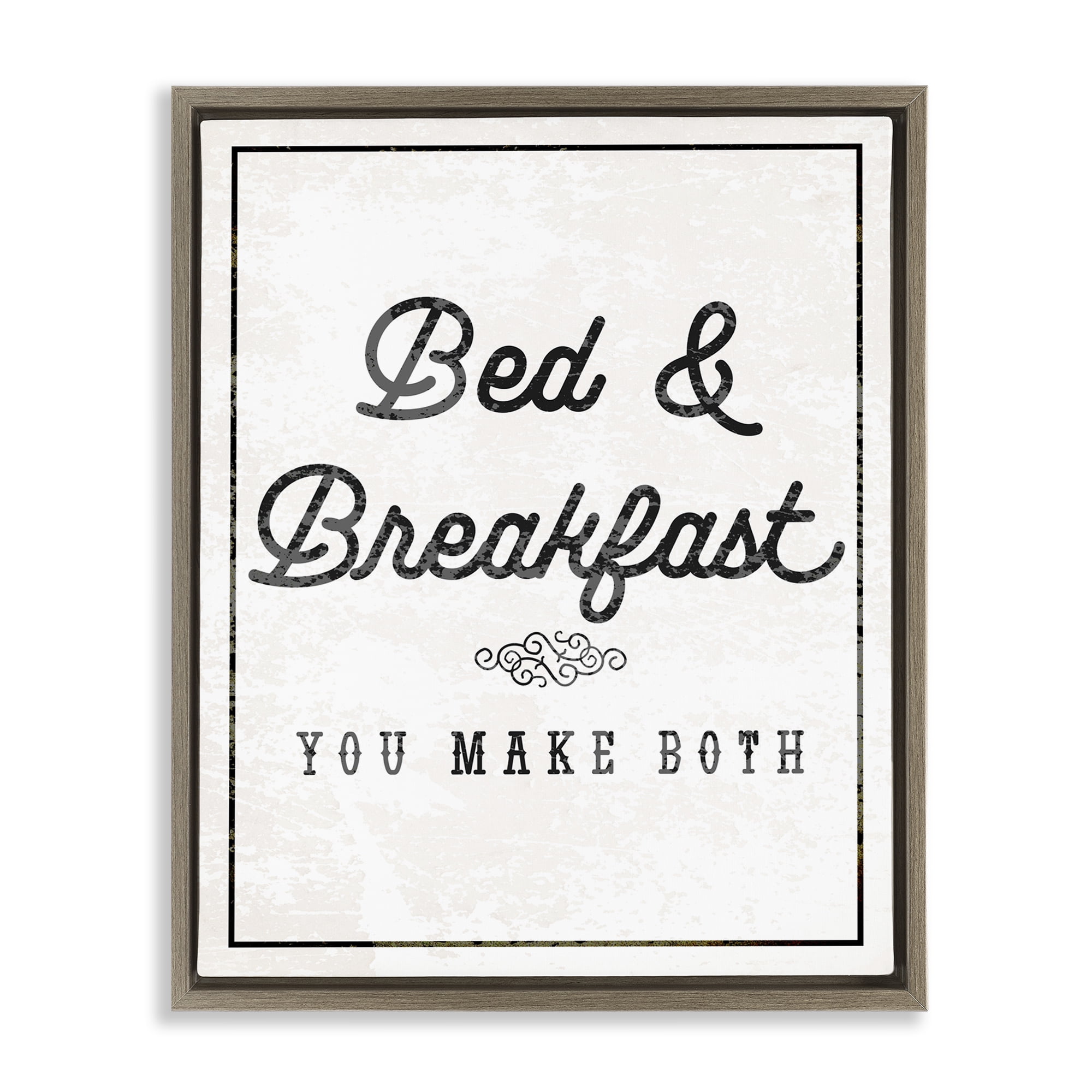 Stupell Industries Bed & Breakfast Humor Text & Numbers Painting Brown Floater Framed Canvas Art Print Wall Art, 25 x 31