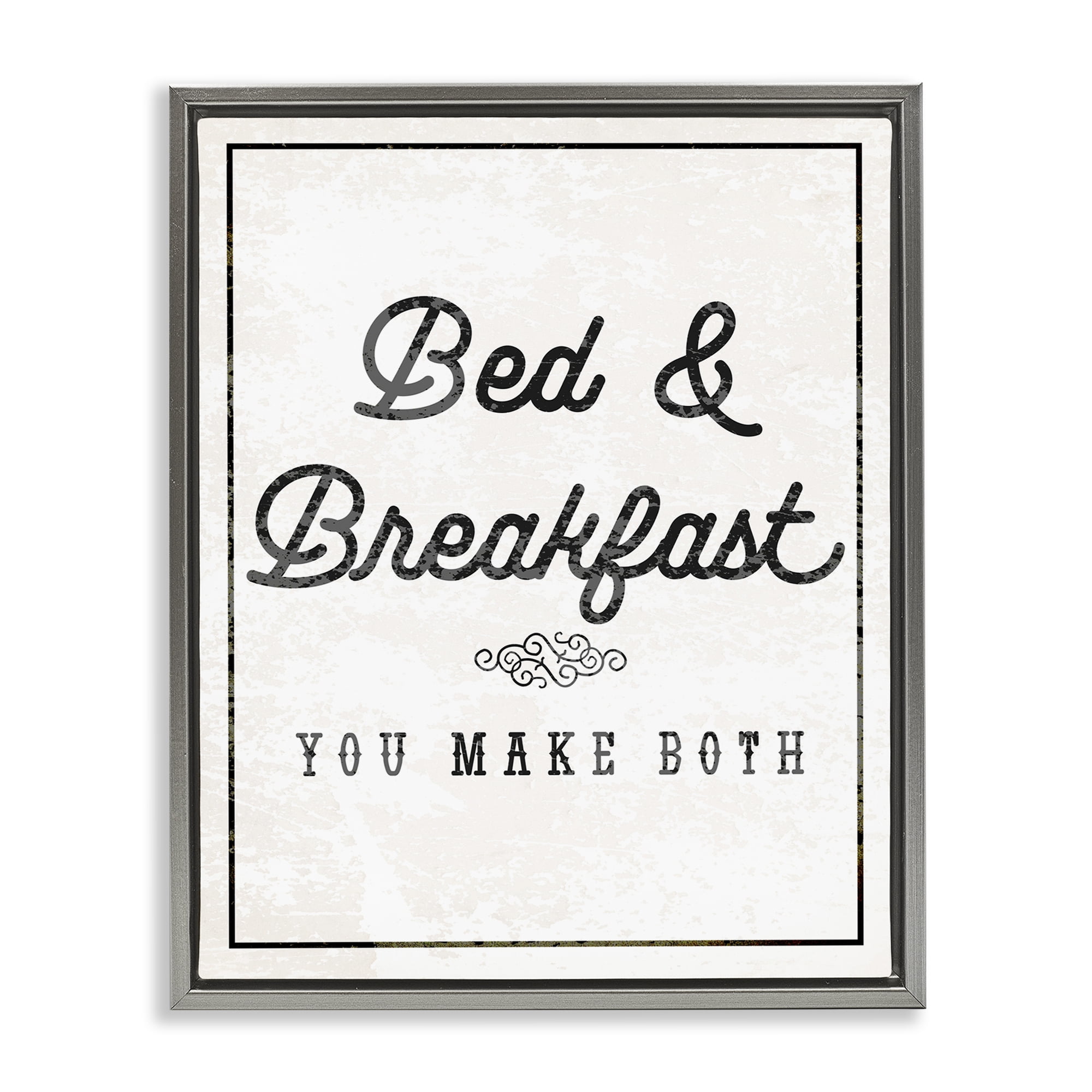Stupell Industries Bed & Breakfast Humor Text & Numbers Painting Gray Floater Framed Canvas Art Print Wall Art, 25 x 31