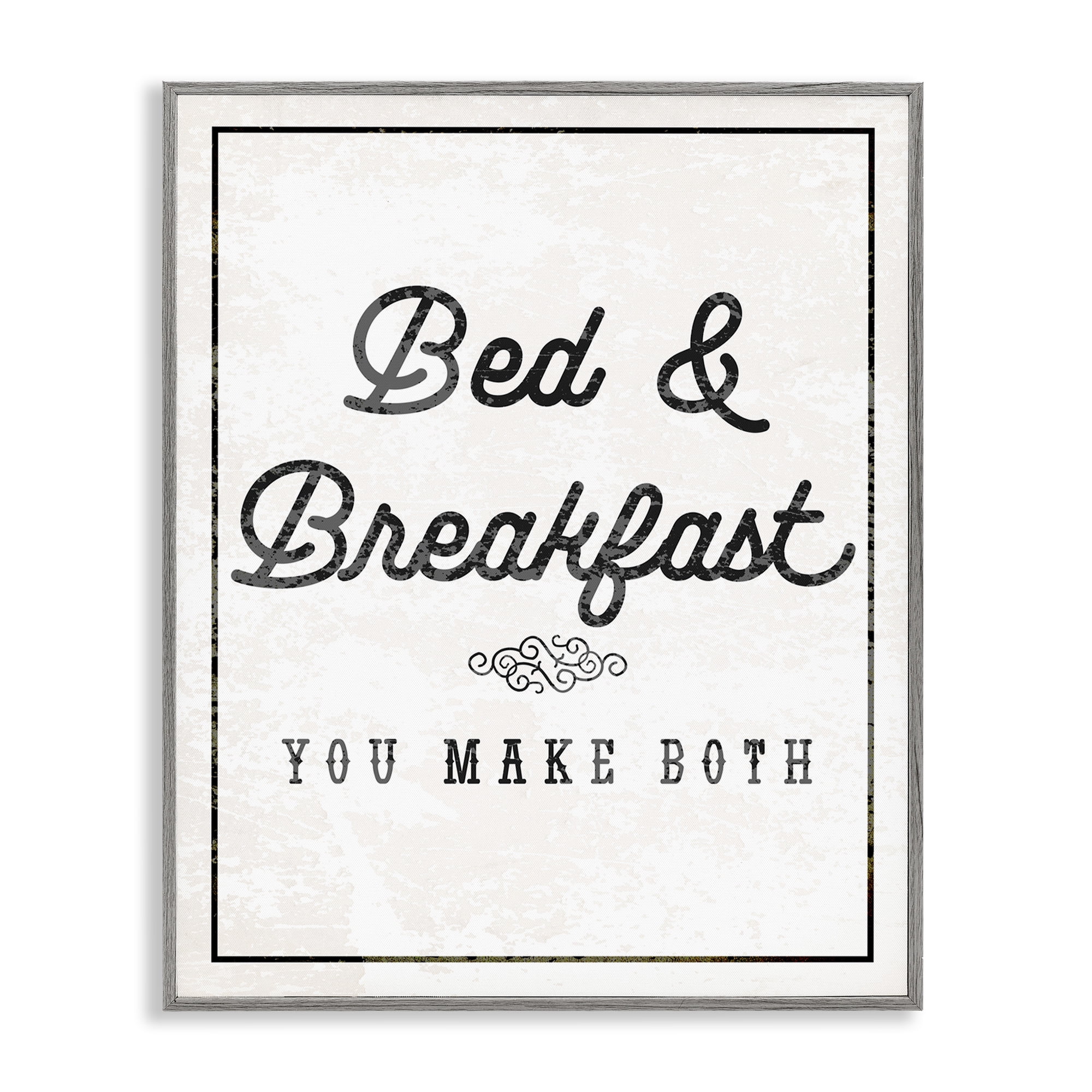 Stupell Industries Bed & Breakfast Humor Text & Numbers Painting Gray Framed Art Print Wall Art, 16 x 20