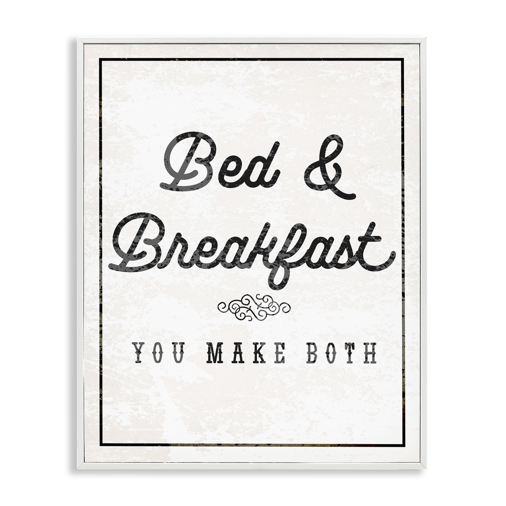 Stupell Industries Bed & Breakfast Humor Text & Numbers Painting White Framed Art Print Wall Art, 16 x 20