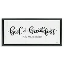 Stupell Industries Bed & Breakfast Make Both Typography Painting Black Floater Framed Art Print Wall Art, 25 x 11