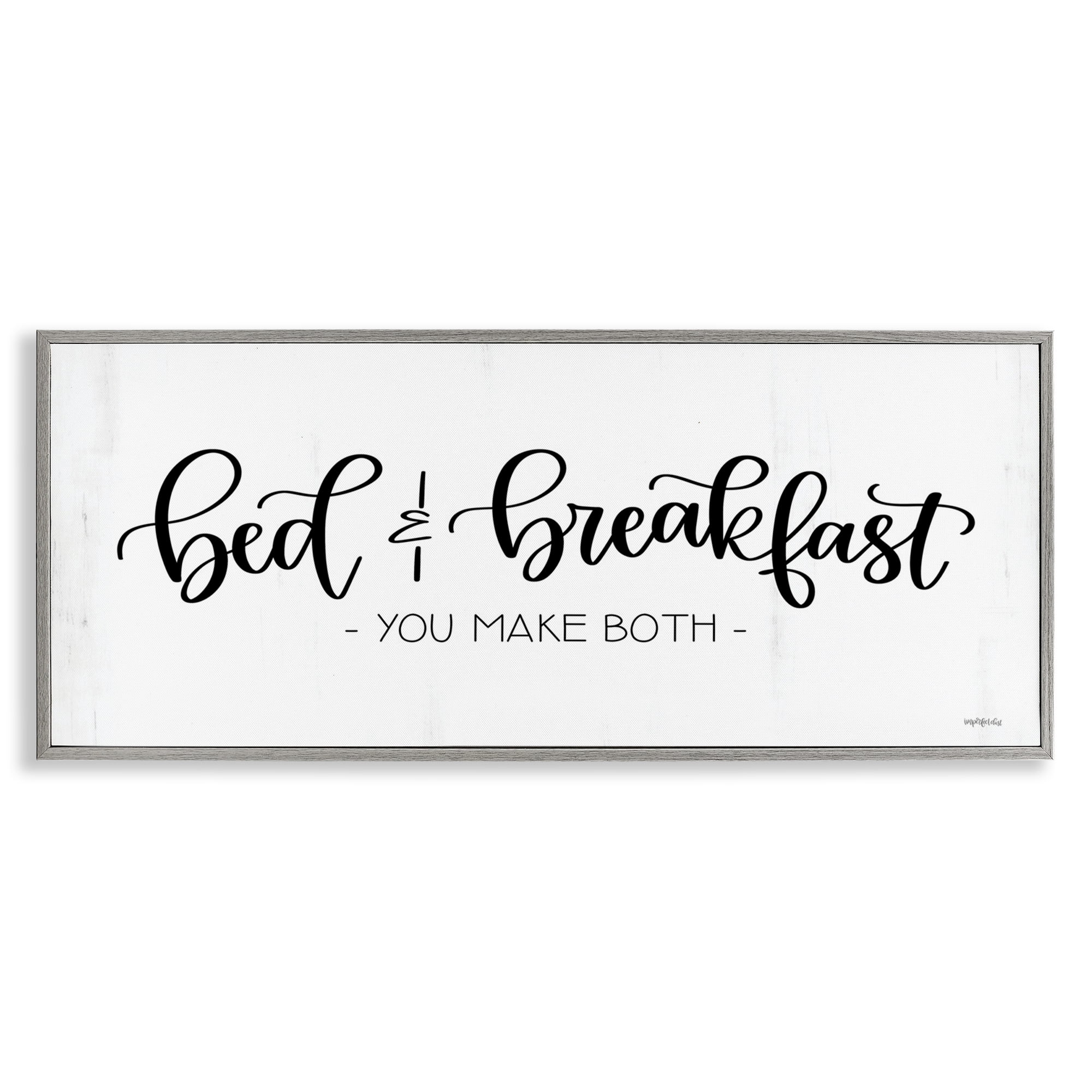 Stupell Industries Bed & Breakfast Make Both Typography Painting Gray Framed Art Print Wall Art, 24 x 10