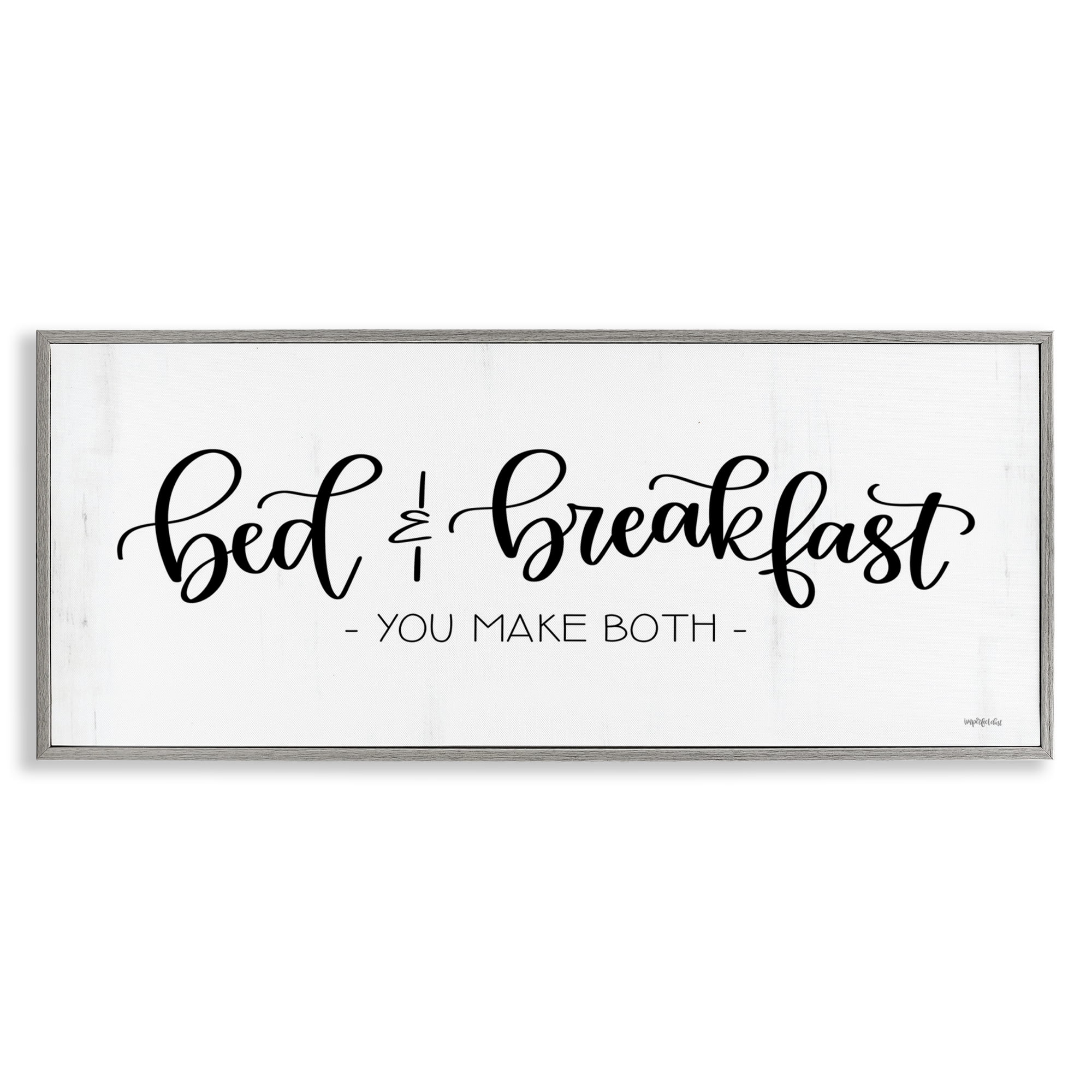 Stupell Industries Bed & Breakfast Make Both Typography Painting Gray Framed Art Print Wall Art, 30 x 13