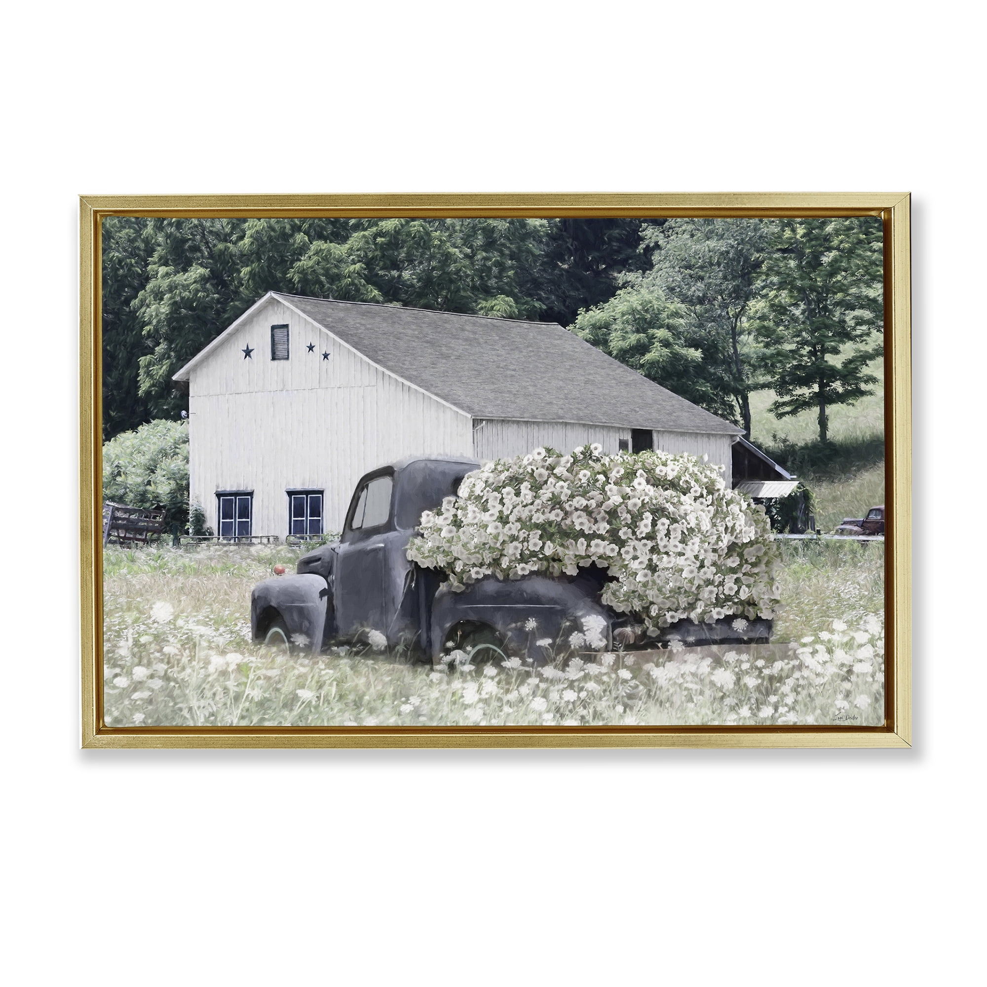 Stupell Industries Bed Full Of Blossoms Gold Framed Floater Canvas Wall Art, design by Lori Deiter