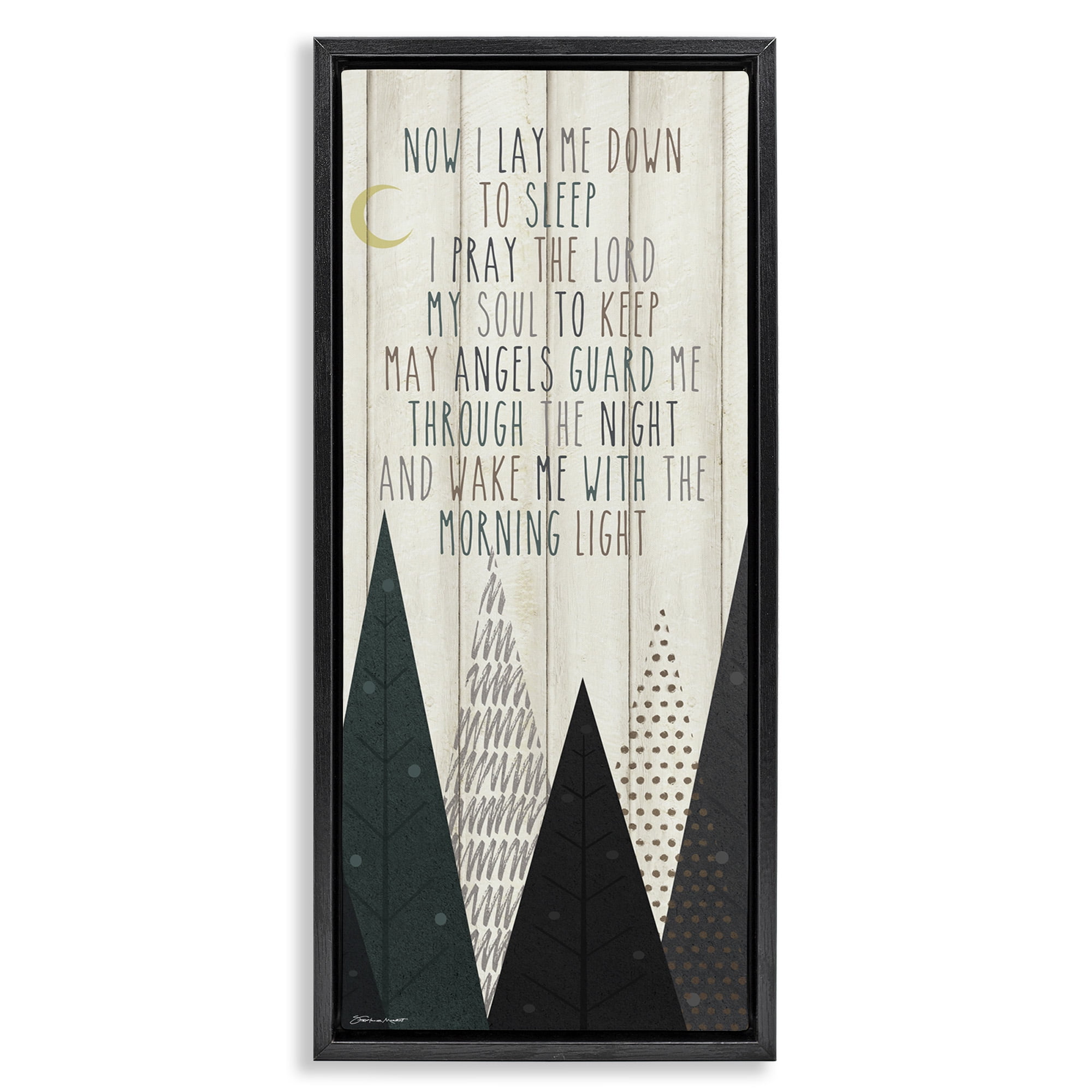 Stupell Industries Bedtime Forest Poem Art for Kids Painting Black Floater Framed Canvas Art Print Wall Art, 11 x 25