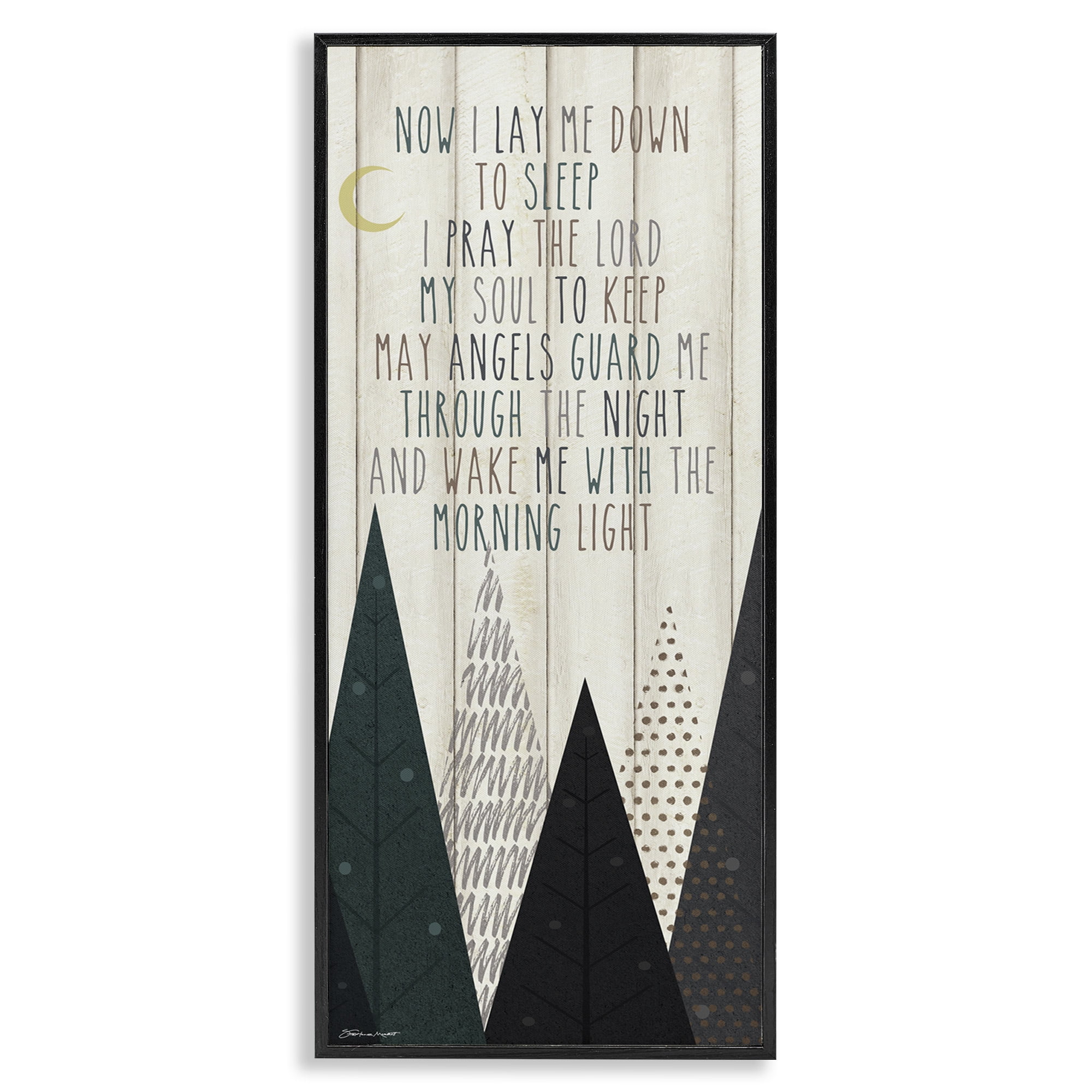 Stupell Industries Bedtime Forest Poem Art for Kids Painting Black Framed Art Print Wall Art, 10 x 24