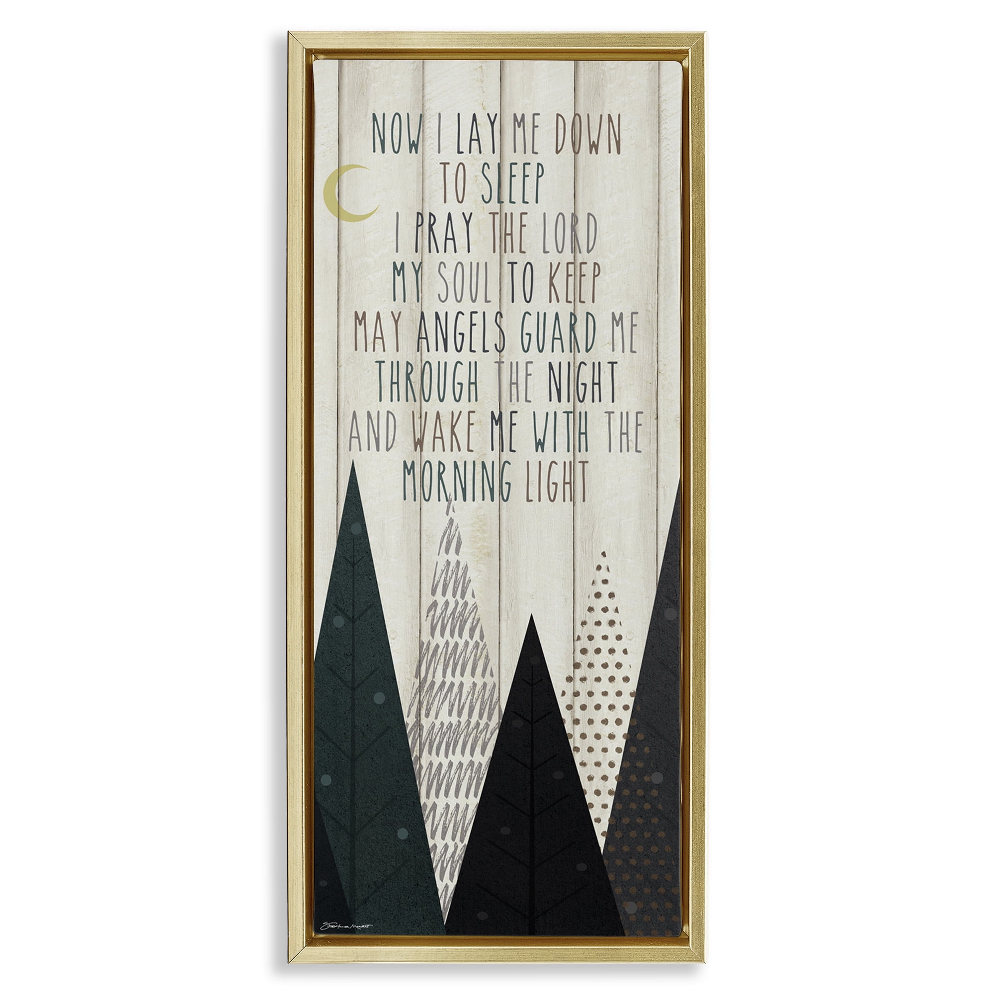 Stupell Industries Bedtime Forest Poem Art for Kids Painting Gold Floater Framed Canvas Art Print Wall Art, 15 x 31