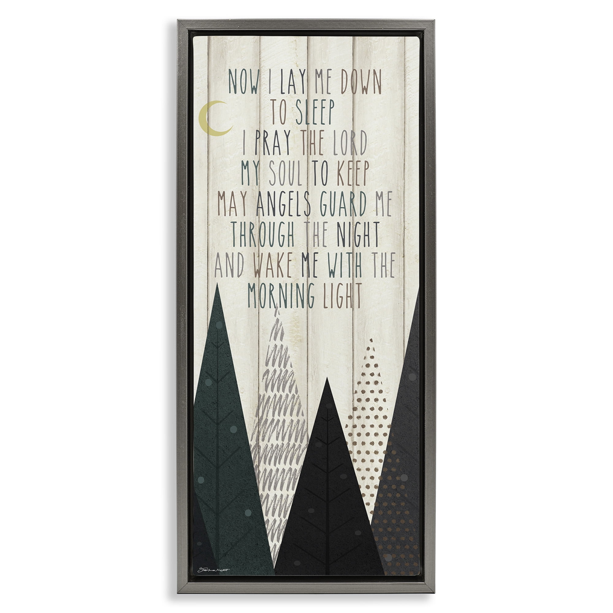 Stupell Industries Bedtime Forest Poem Art for Kids Painting Gray Floater Framed Canvas Art Print Wall Art, 11 x 25