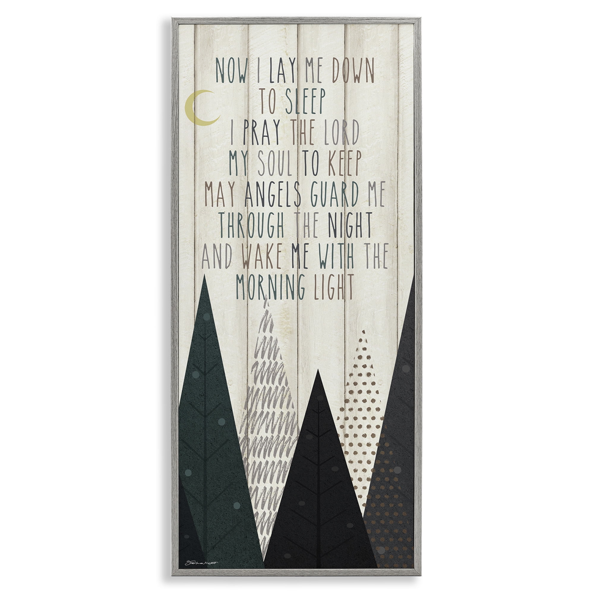 Stupell Industries Bedtime Forest Poem Art for Kids Painting Gray Framed Art Print Wall Art, 10 x 24