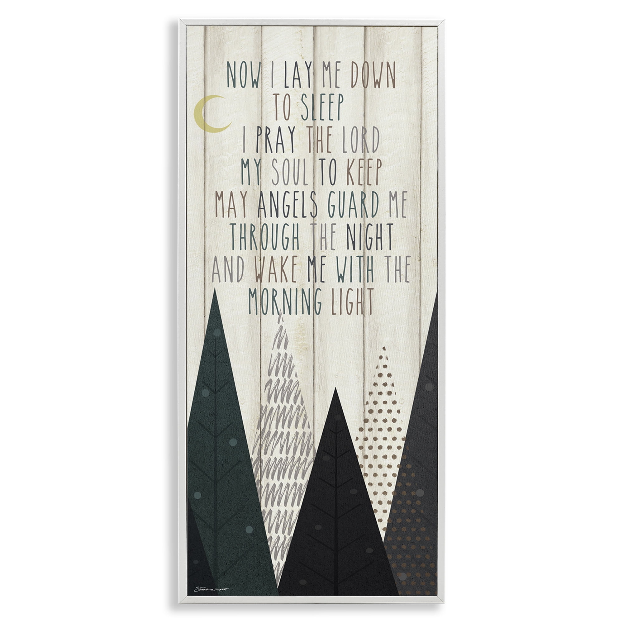 Stupell Industries Bedtime Forest Poem Art for Kids Painting White Framed Art Print Wall Art, 13 x 30