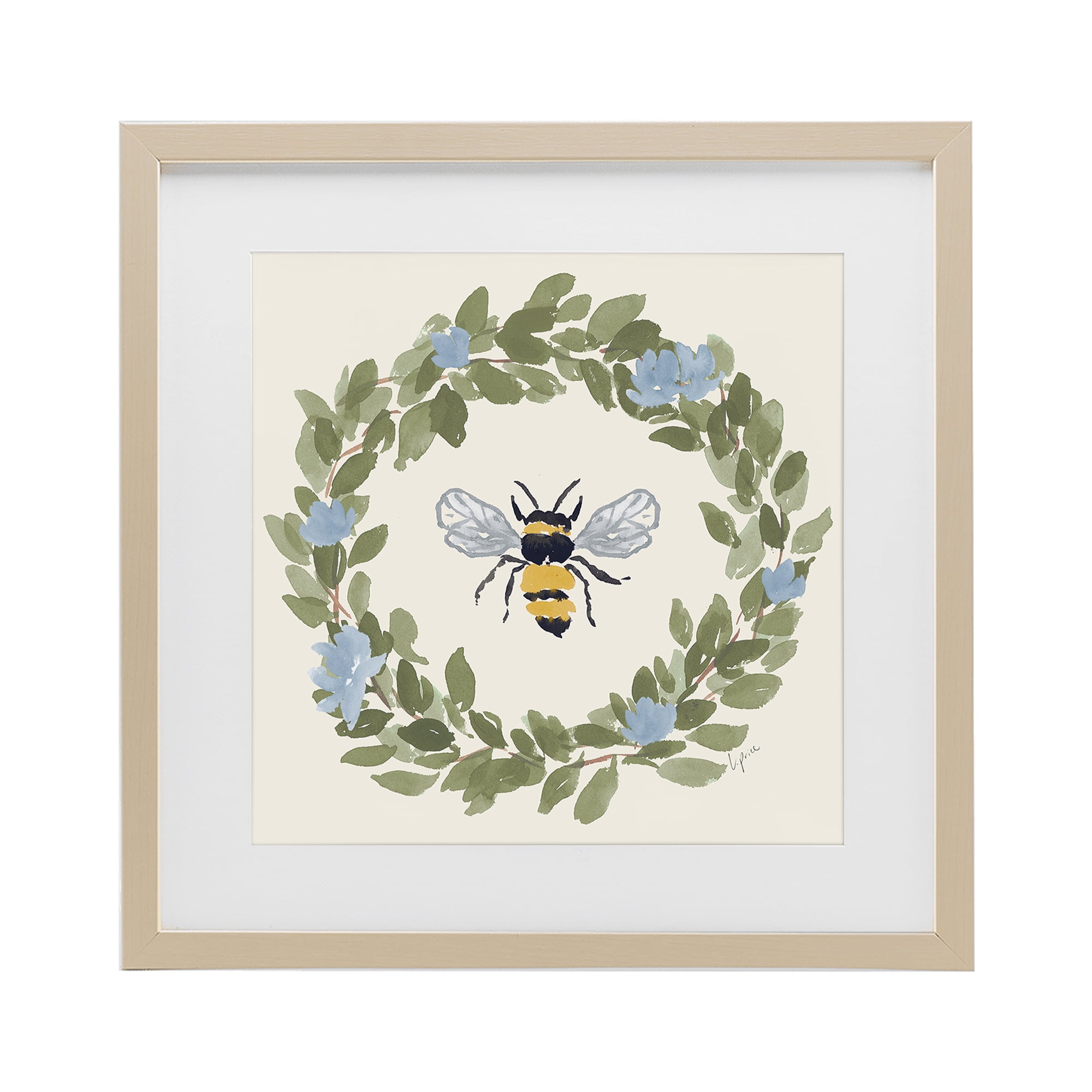 Stupell Industries Bee Celebration Wreath Birch Framed Print Under Glass, design by Lucille Price