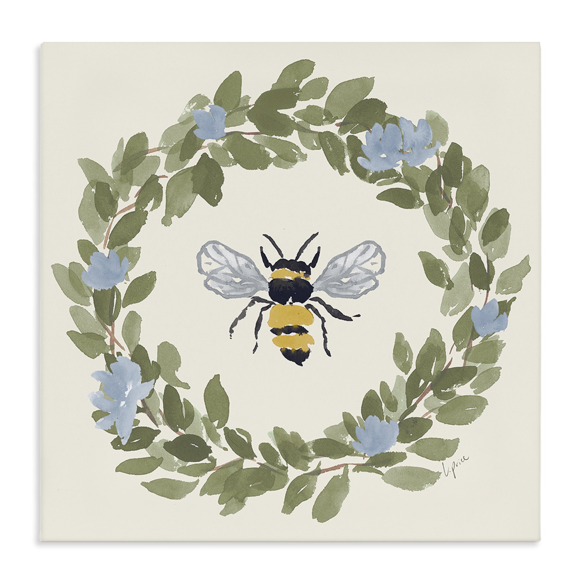 Stupell Industries Bee Celebration Wreath Canvas Wall Art, design by Lucille Price