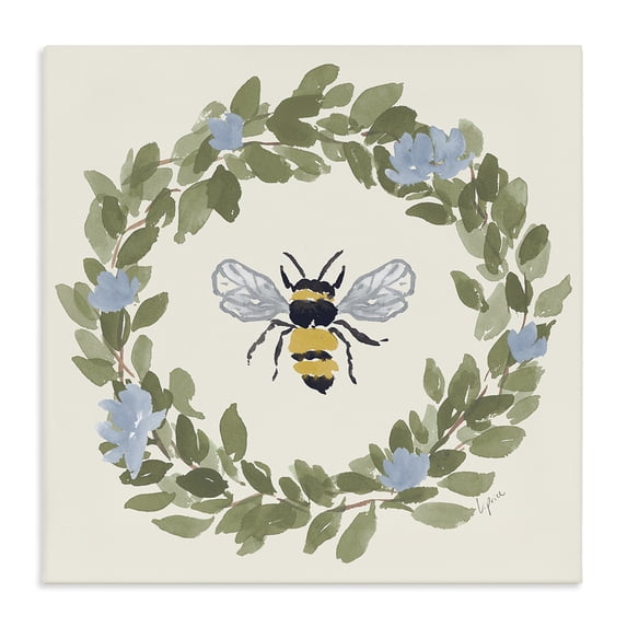 Stupell Industries Cottage Bee Celebration Wreath Canvas Art, 17 x 17, by Lucille Price