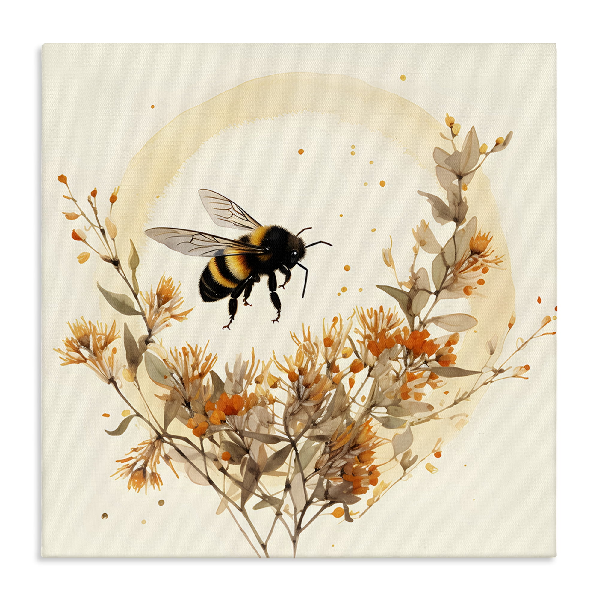 Stupell Industries Bee Florals View Animals & Insects Painting Gallery Wrapped Canvas Art Print Wall Art, 36 x 36