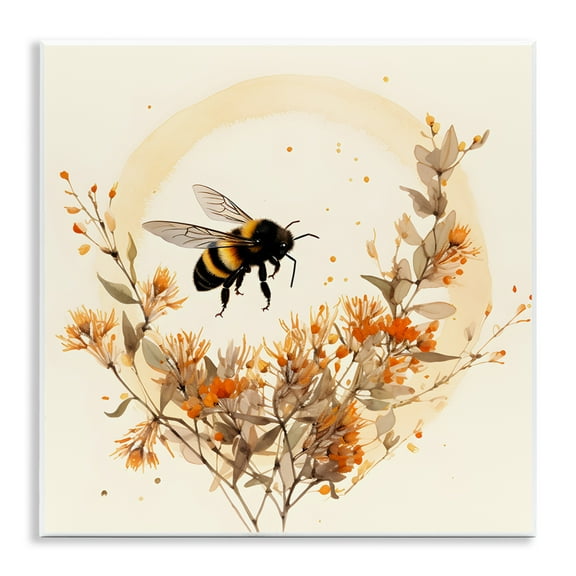 Stupell Industries Bee Florals View Animals & Insects Painting Unframed Art Print Wall Art, 12 x 12
