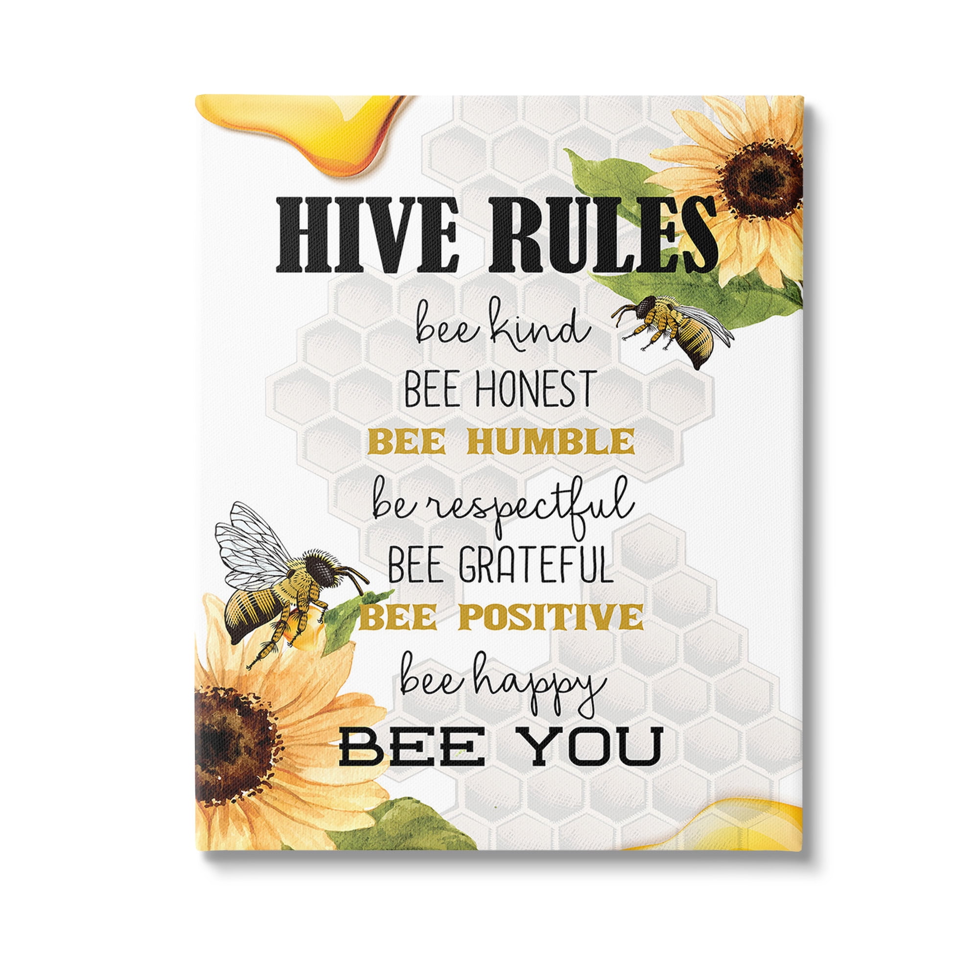 Stupell Industries Bee Hive Rules Animals & Insects Painting Gallery Wrapped Canvas Art Print Wall Art, 36 x 48