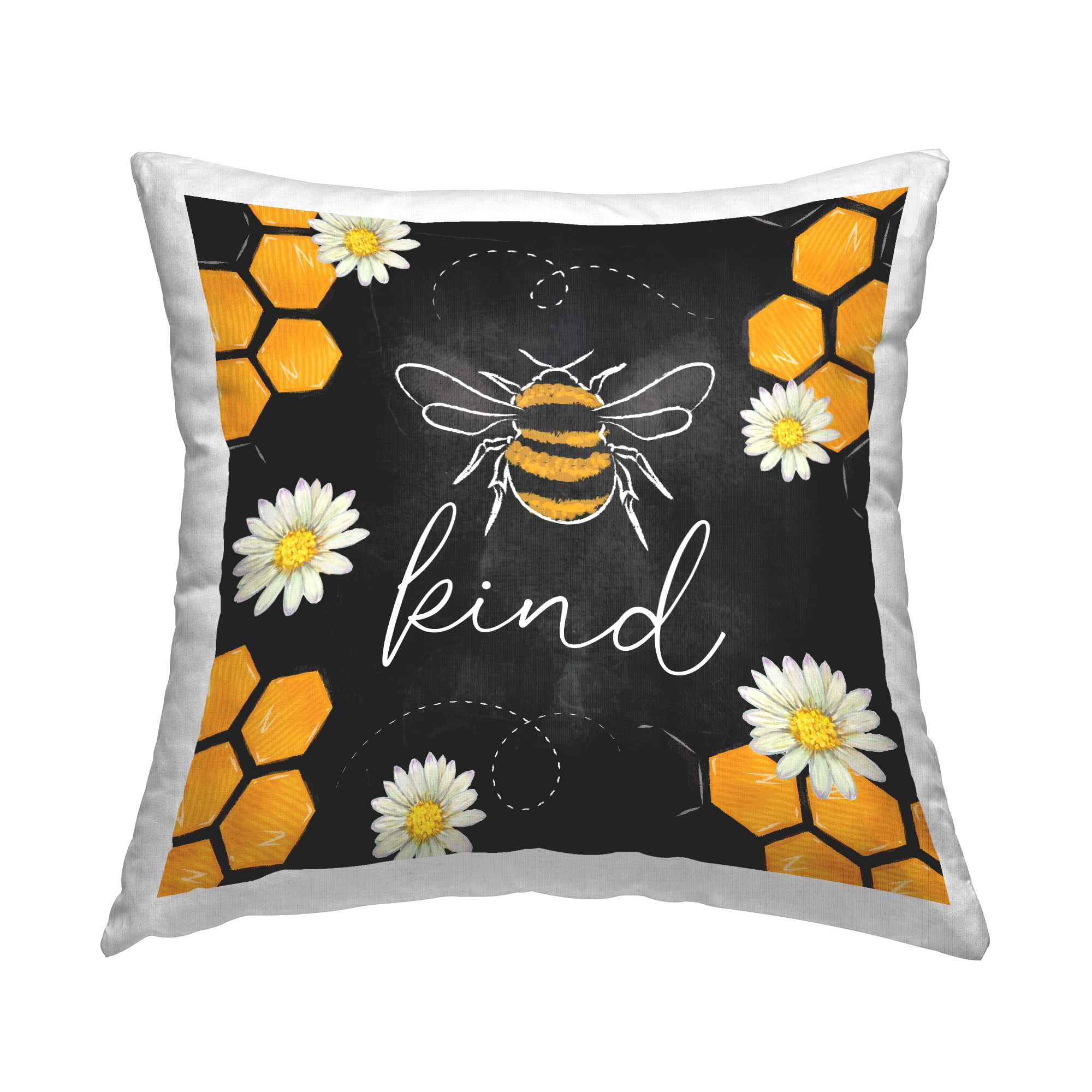 Stupell Industries Bee Kind Honeycomb Daisies Printed Throw Pillow Design by ND Art