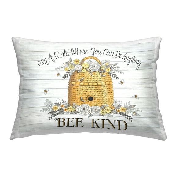 Stupell Industries Bee Kind Phrase Decorative Printed Throw Pillow, 14 x 20