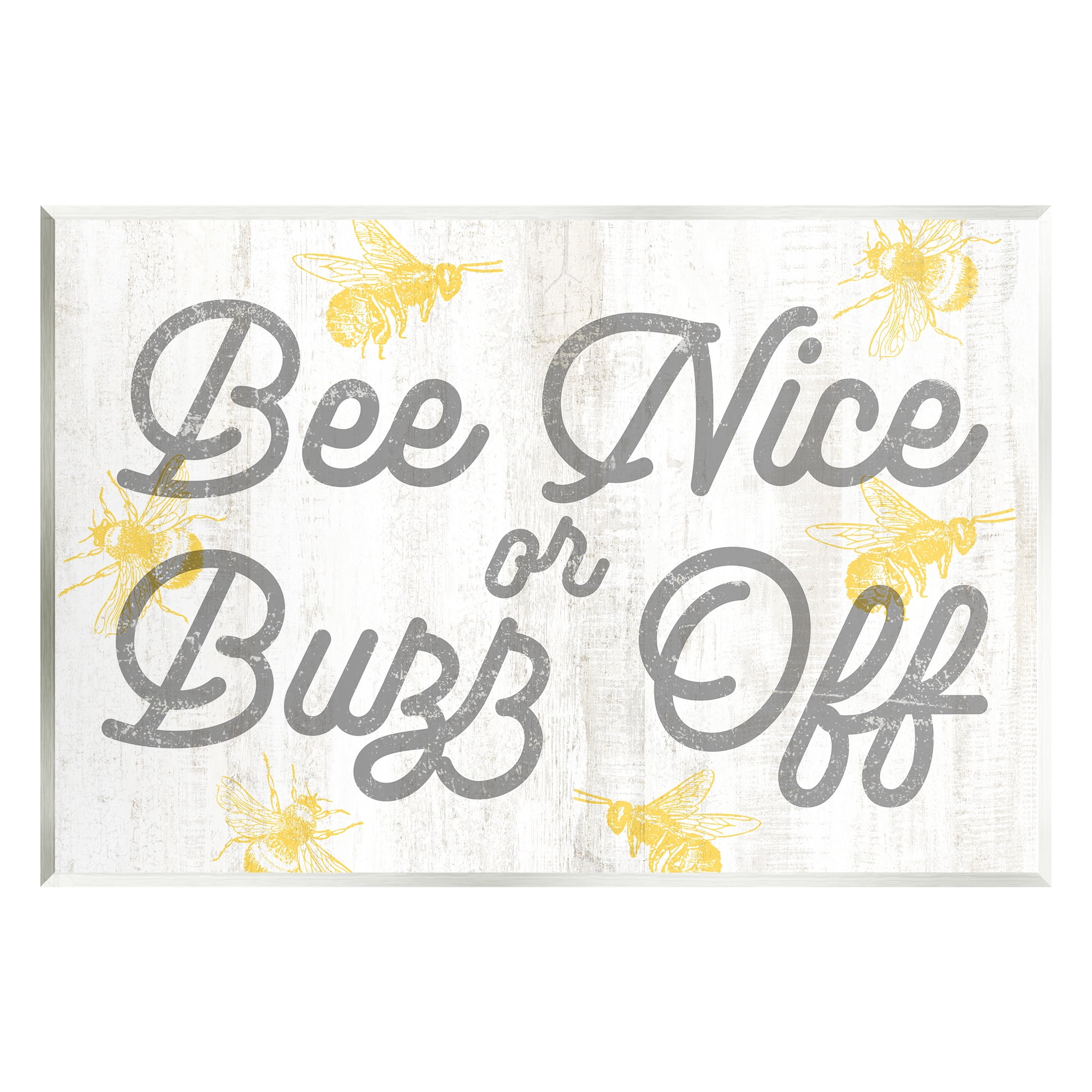 Stupell Industries Bee Nice or Buzz Off Phrase Animals & Insects Painting Unframed Art Print Wall Art, 15 x 10