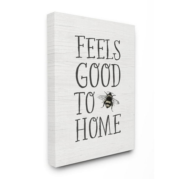 Stupell Industries Bee Pun Feels Good to Be Home Insect Quote Canvas Wall Art Design by Daphne Polselli, 36" x 48"