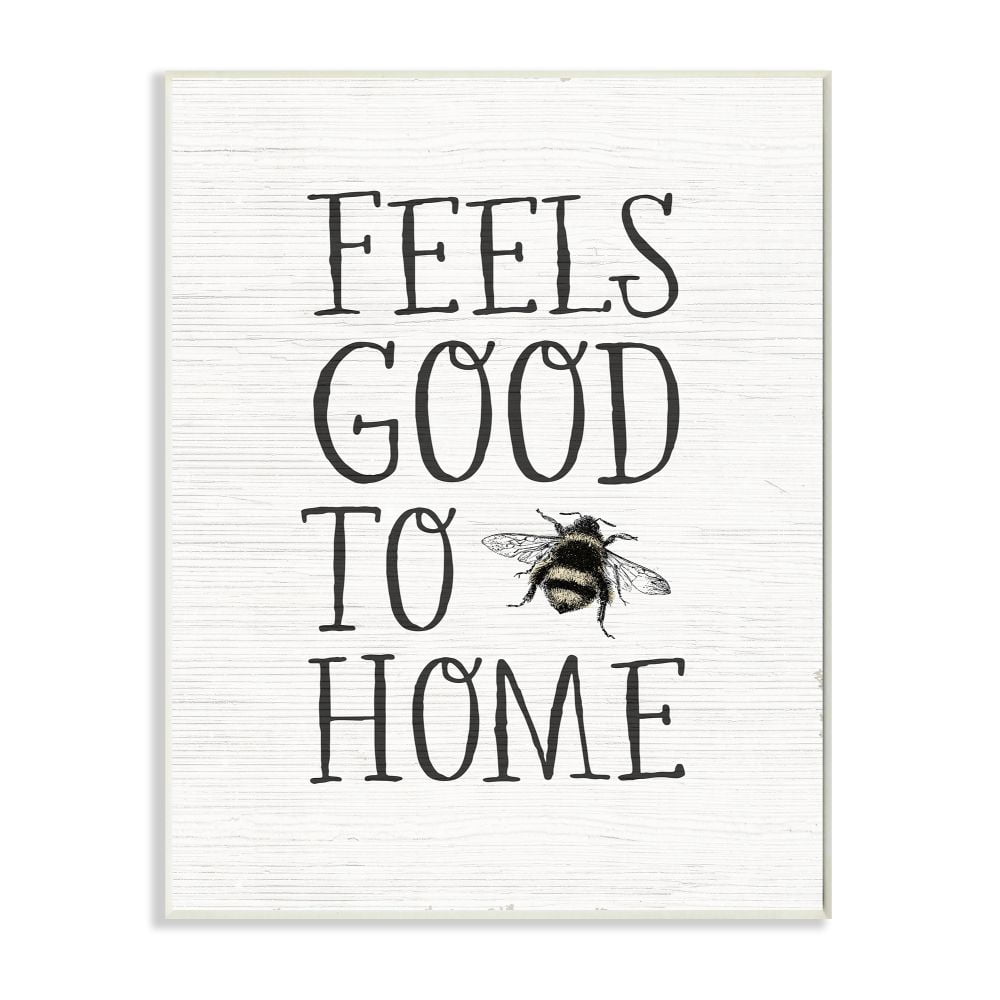Stupell Industries Bee Pun Feels Good to Be Home Insect Quote Graphic Art Unframed Art Print Wall Art, 13x19, by Daphne Polselli