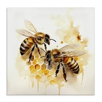 Stupell Industries Bee Talk Pair Animals & Insects Painting Gallery Wrapped Canvas Art Print Wall Art, 17 x 17