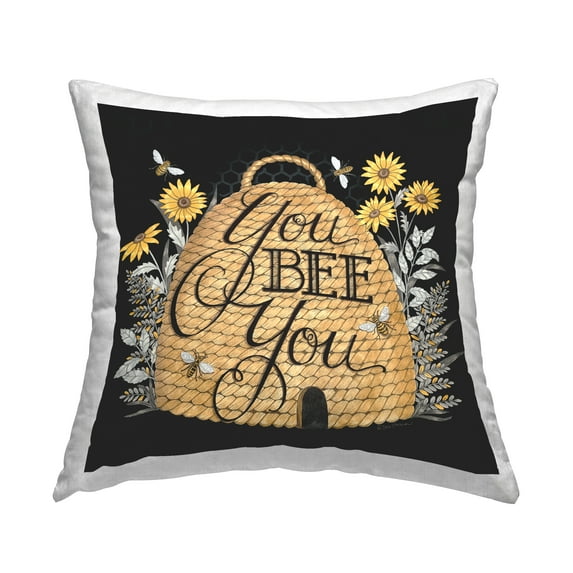 Stupell Industries Bee You Inspirational Beehive Insect Phrase Design by Deb Strain Throw Pillow