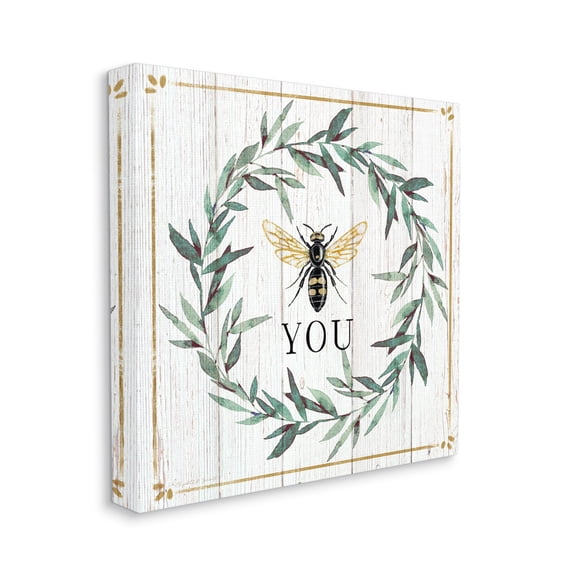 Stupell Industries Bee You Quote Farm Floral Insect Pun, 36 x 36, Design by Elizabeth Tyndall
