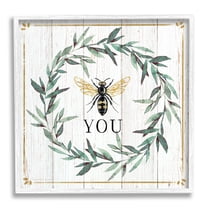 Stupell Industries Bee You Quote Farm Floral Insect Pun Animals & Insects Painting White Framed Art Print Wall Art, 24 x 24