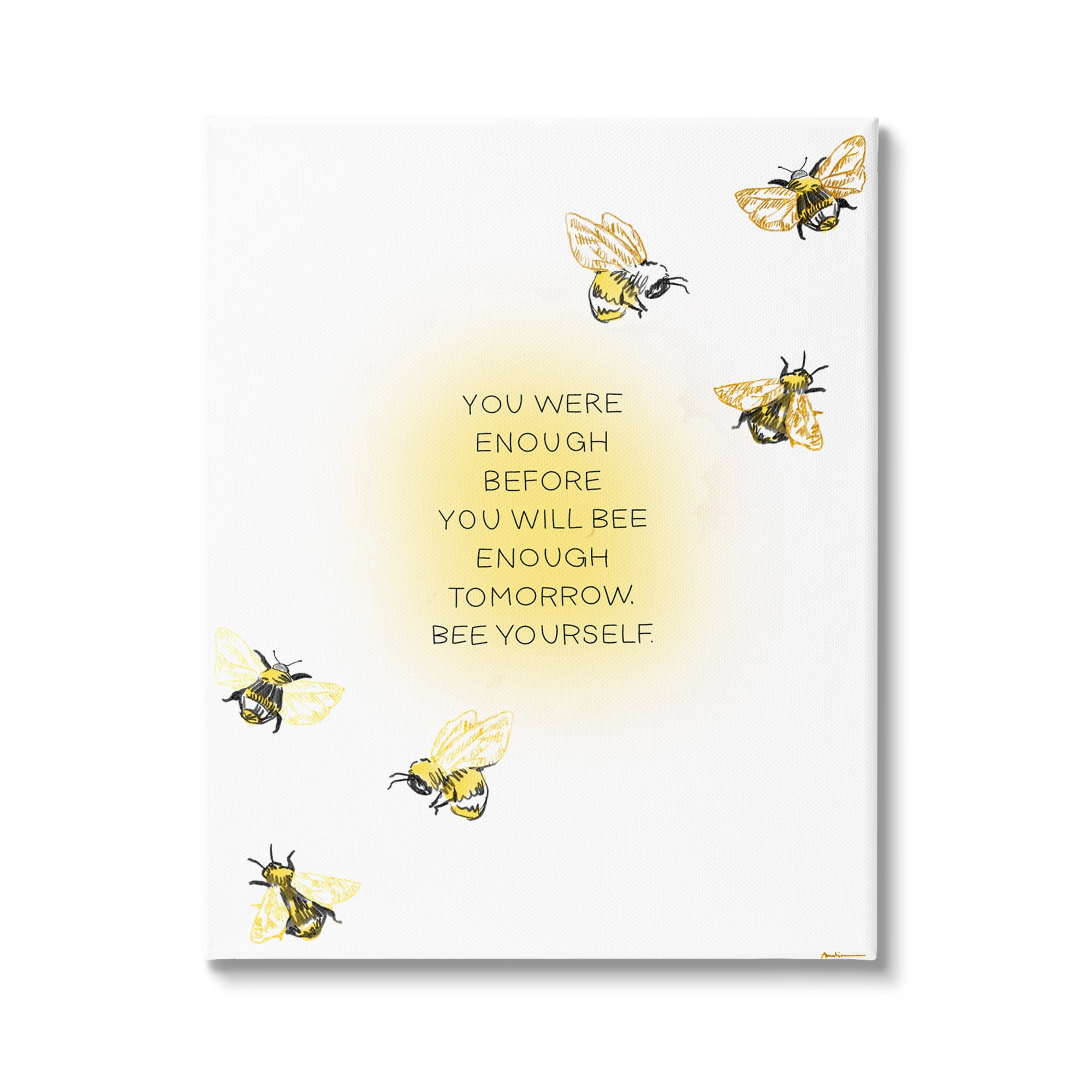 Stupell Industries Bee Yourself Phrase Animals & Insects Painting Gallery Wrapped Canvas Art Print Wall Art, 30 x 40