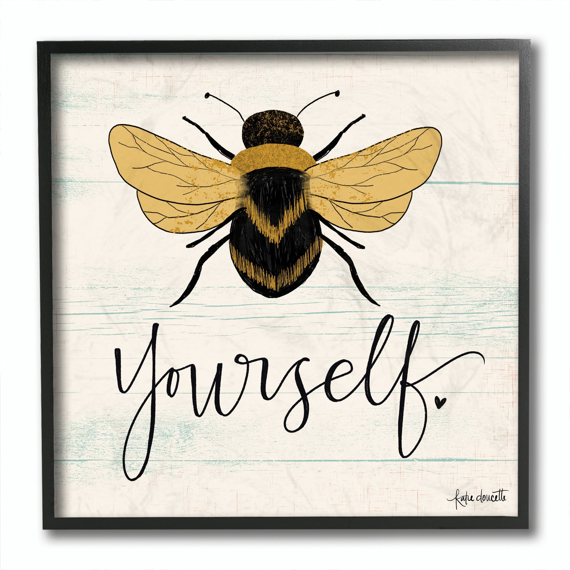 Stupell Industries Bee Yourself Yellow Green Family Word Design Framed Wall Art by Katie Doucette