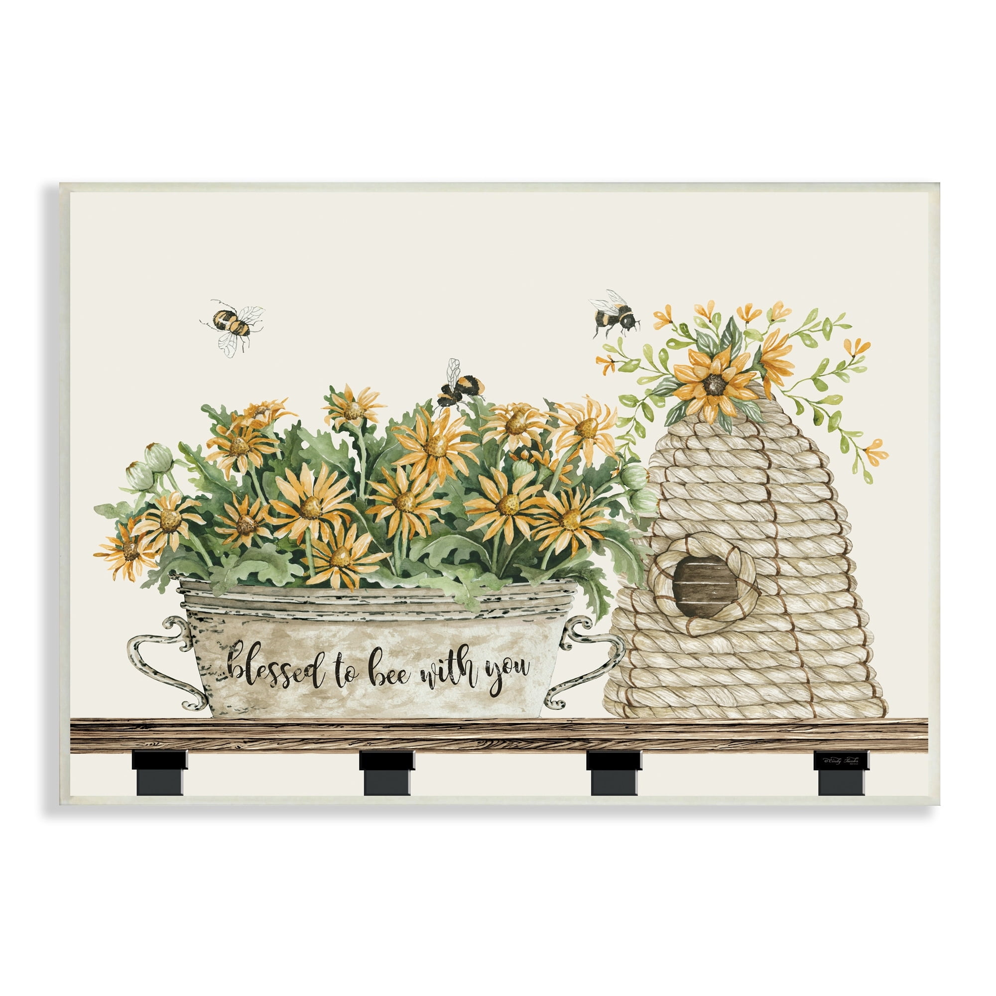 Stupell Industries Bee with You Indoor Insect Honey Flower Harvesting ,15 x 10, Design by Cindy Jacobs