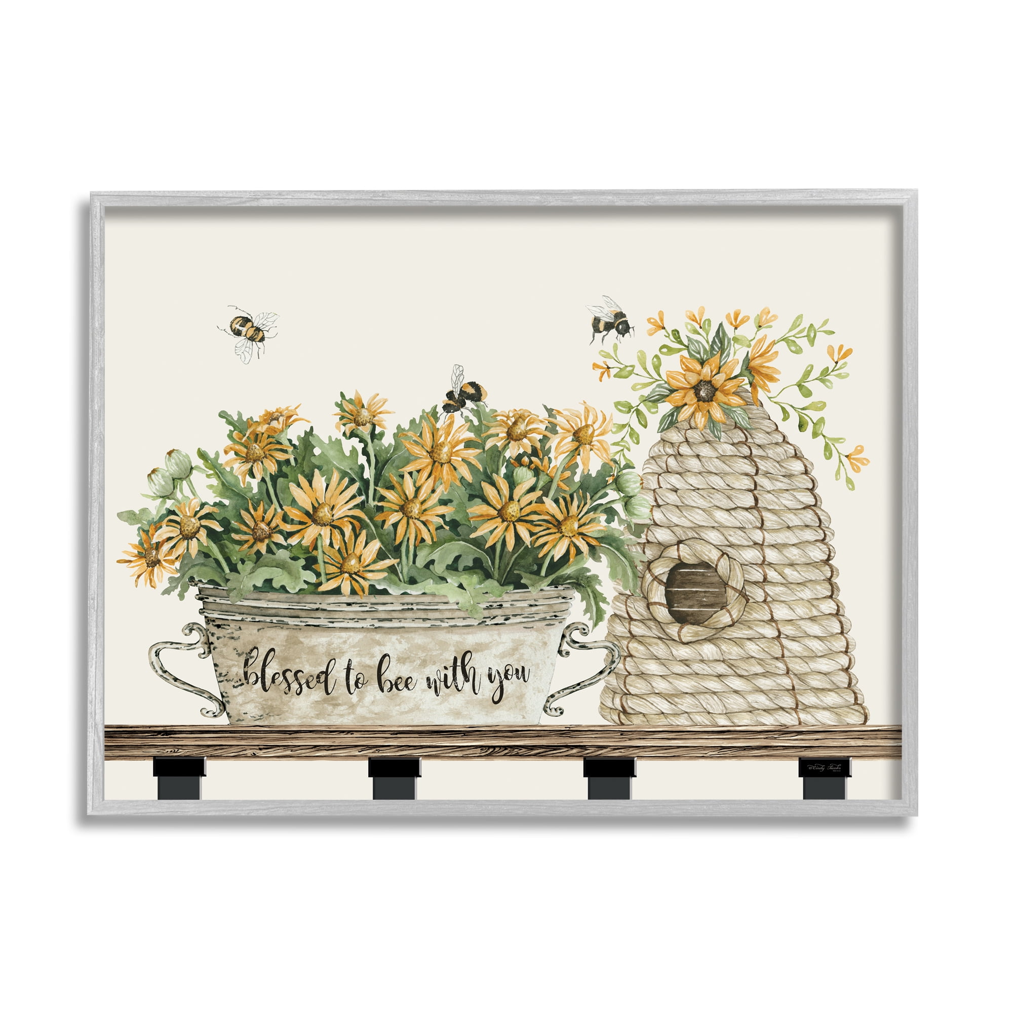 Stupell Industries Bee with You Indoor Insect Honey Flower Harvesting ,20 x 16, Design by Cindy Jacobs
