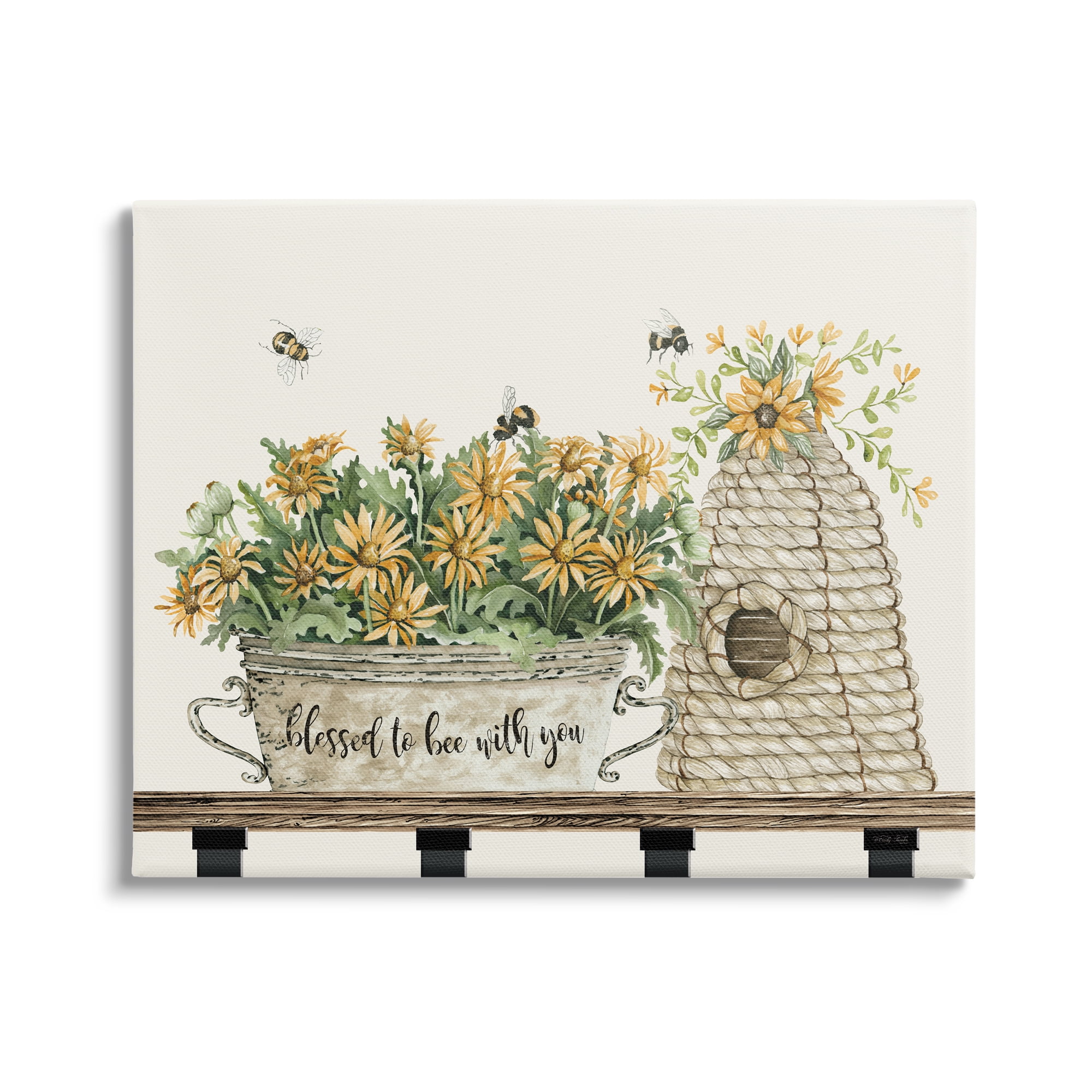 Stupell Industries Bee with You Indoor Insect Honey Flower Harvesting ,48 x 36, Design by Cindy Jacobs