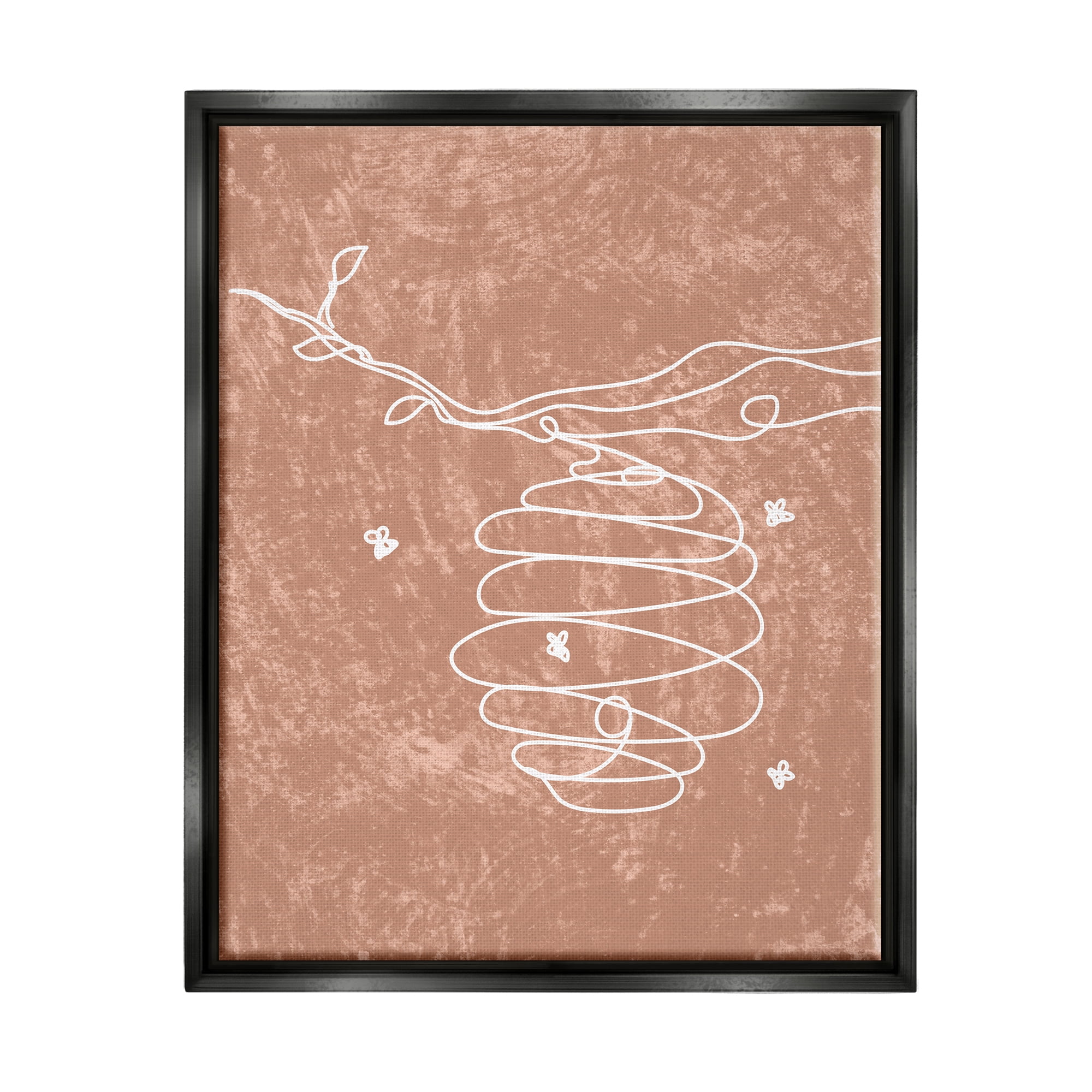 Stupell Industries Beehive Line Doodle Animals & Insects Painting Black Floater Framed Canvas Art Print Wall Art, 25 x 31