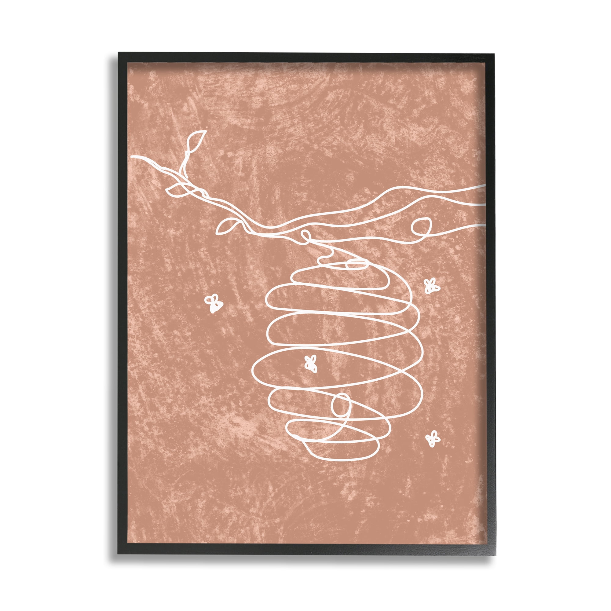 Stupell Industries Beehive Line Doodle Animals & Insects Painting Black Framed Art Print Wall Art, 24 x 30