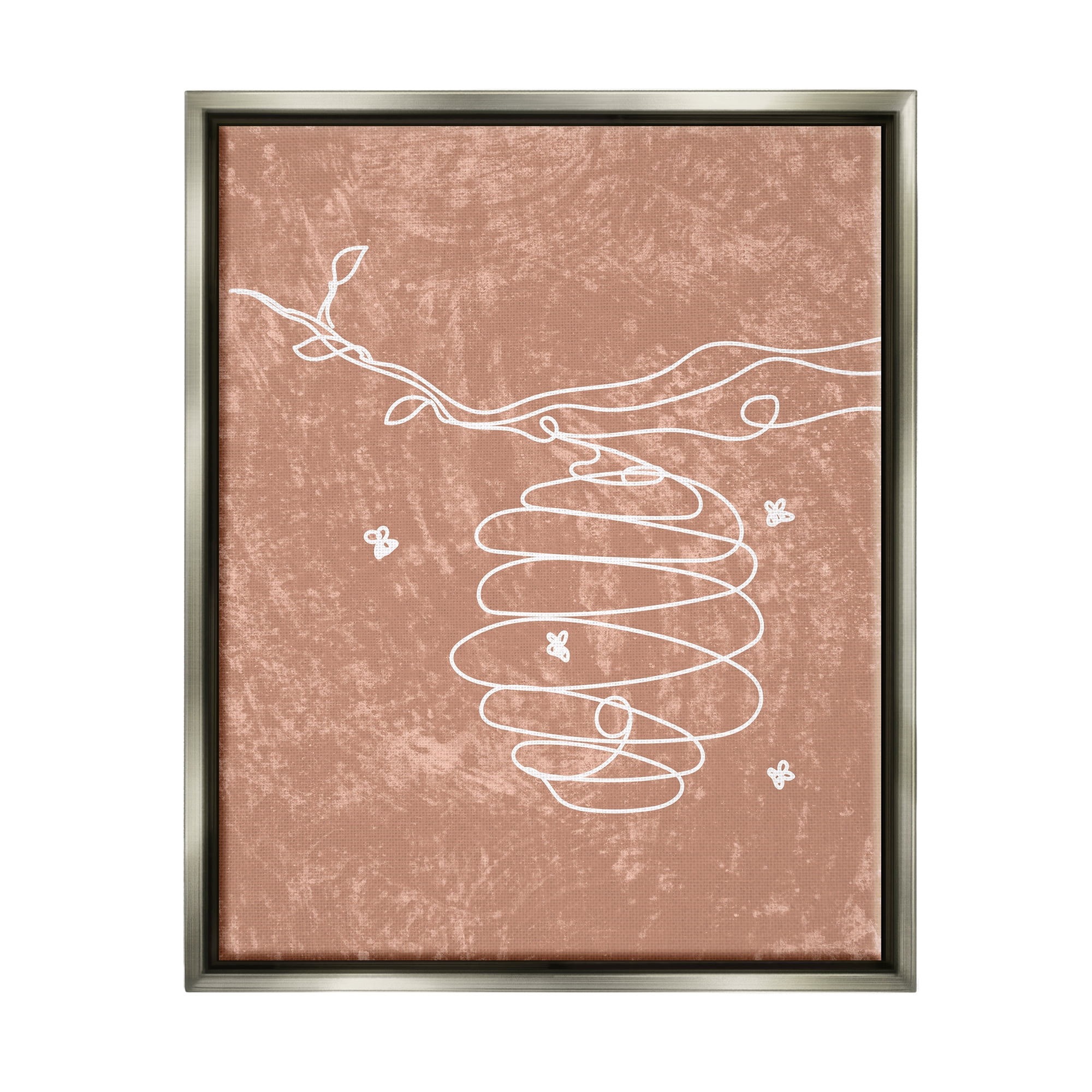 Stupell Industries Beehive Line Doodle Animals & Insects Painting Gray Floater Framed Canvas Art Print Wall Art, 17 x 21