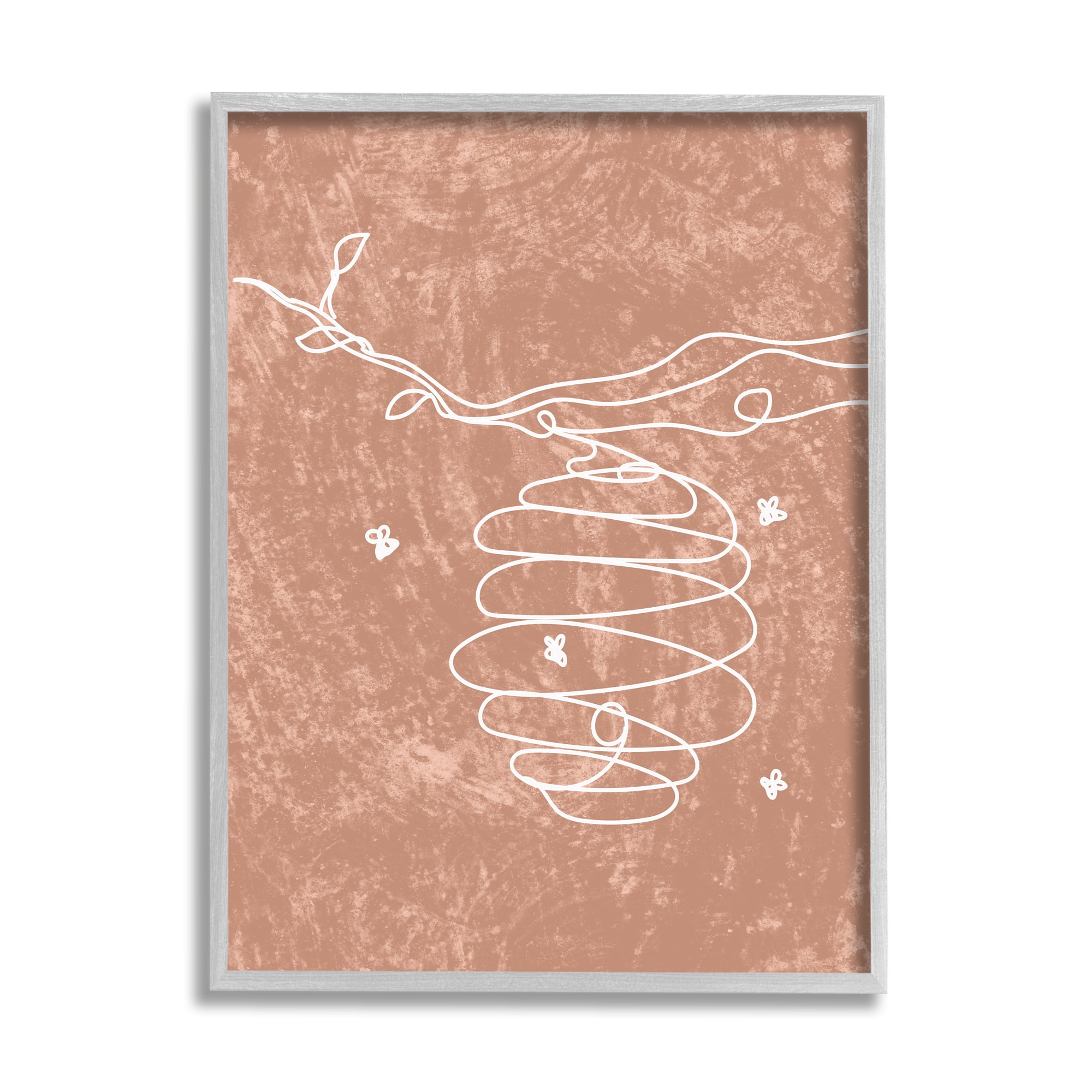 Stupell Industries Beehive Line Doodle Animals & Insects Painting Gray Framed Art Print Wall Art, 11 x 14
