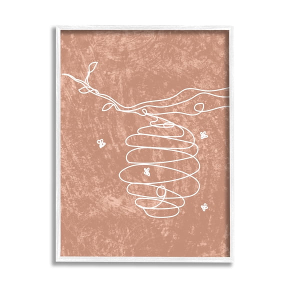 Stupell Industries Beehive Line Doodle Animals & Insects Painting White Framed Art Print Wall Art, 11 x 14