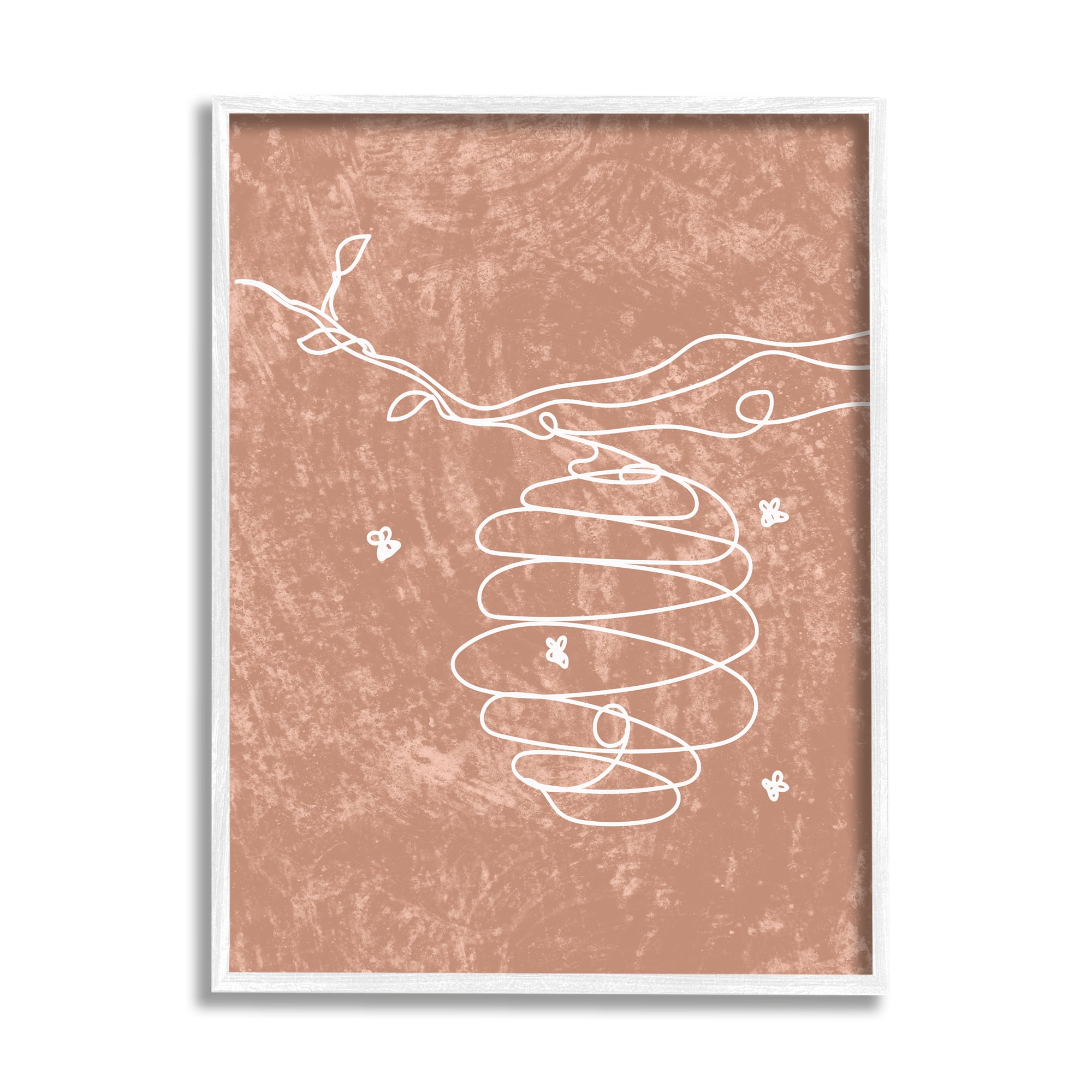 Stupell Industries Beehive Line Doodle Animals & Insects Painting White Framed Art Print Wall Art, 16 x 20