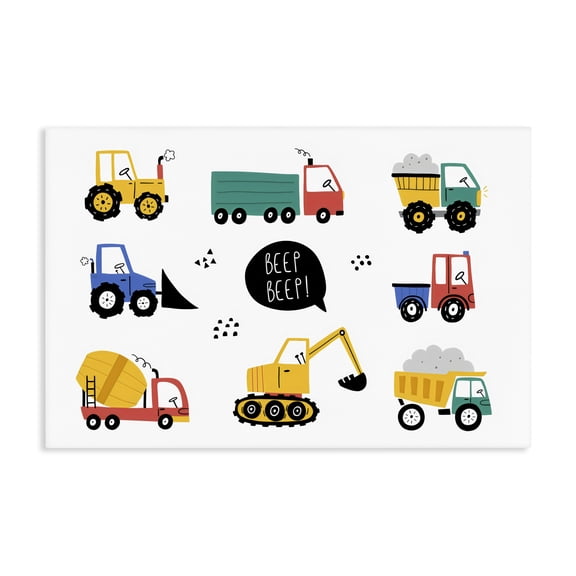 Stupell Industries Beep Construction Vehicles Canvas Wall Art, design by Creative Studio
